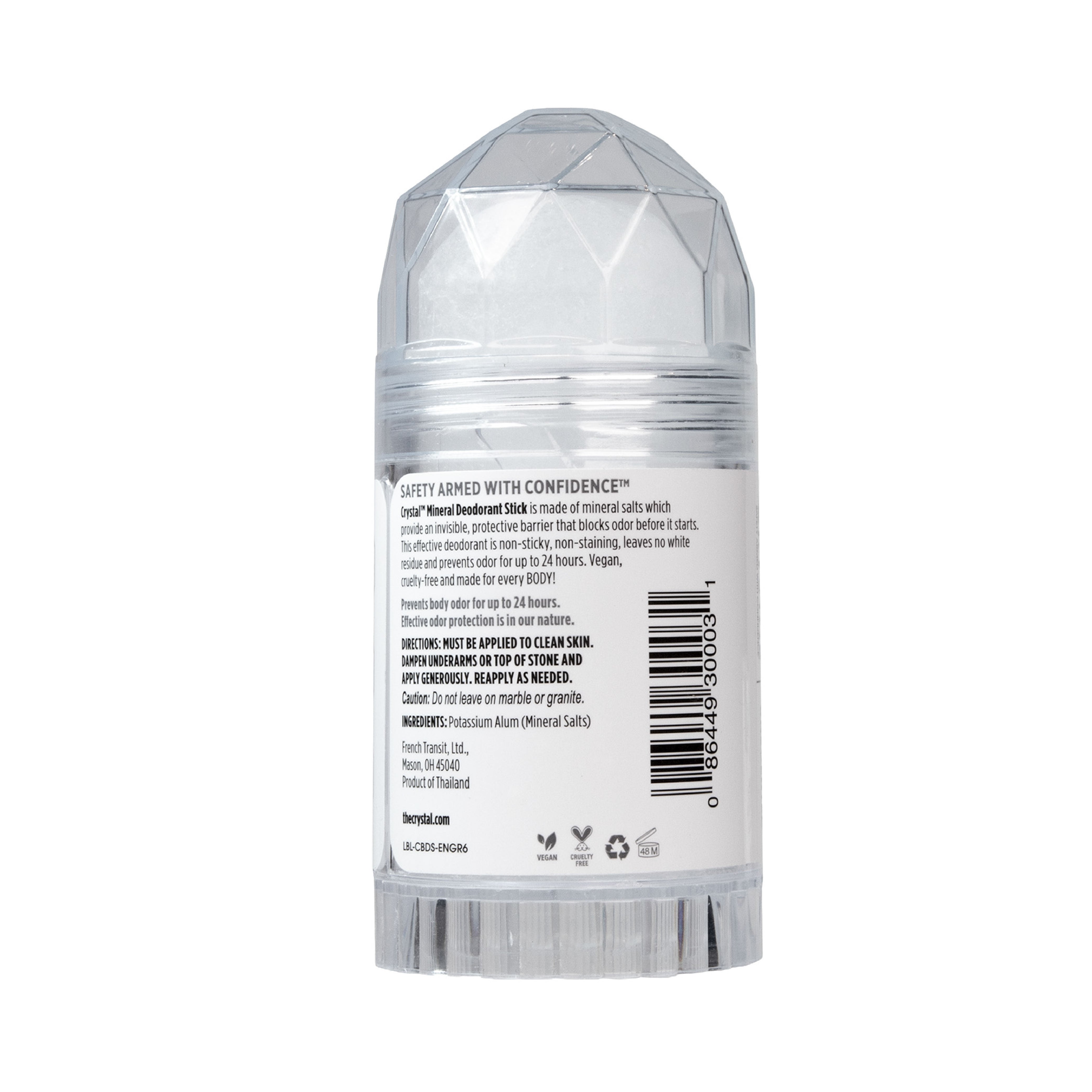 Crystal Mineral Deodorant Stick | Unscented | 4.25 Oz (120 g)