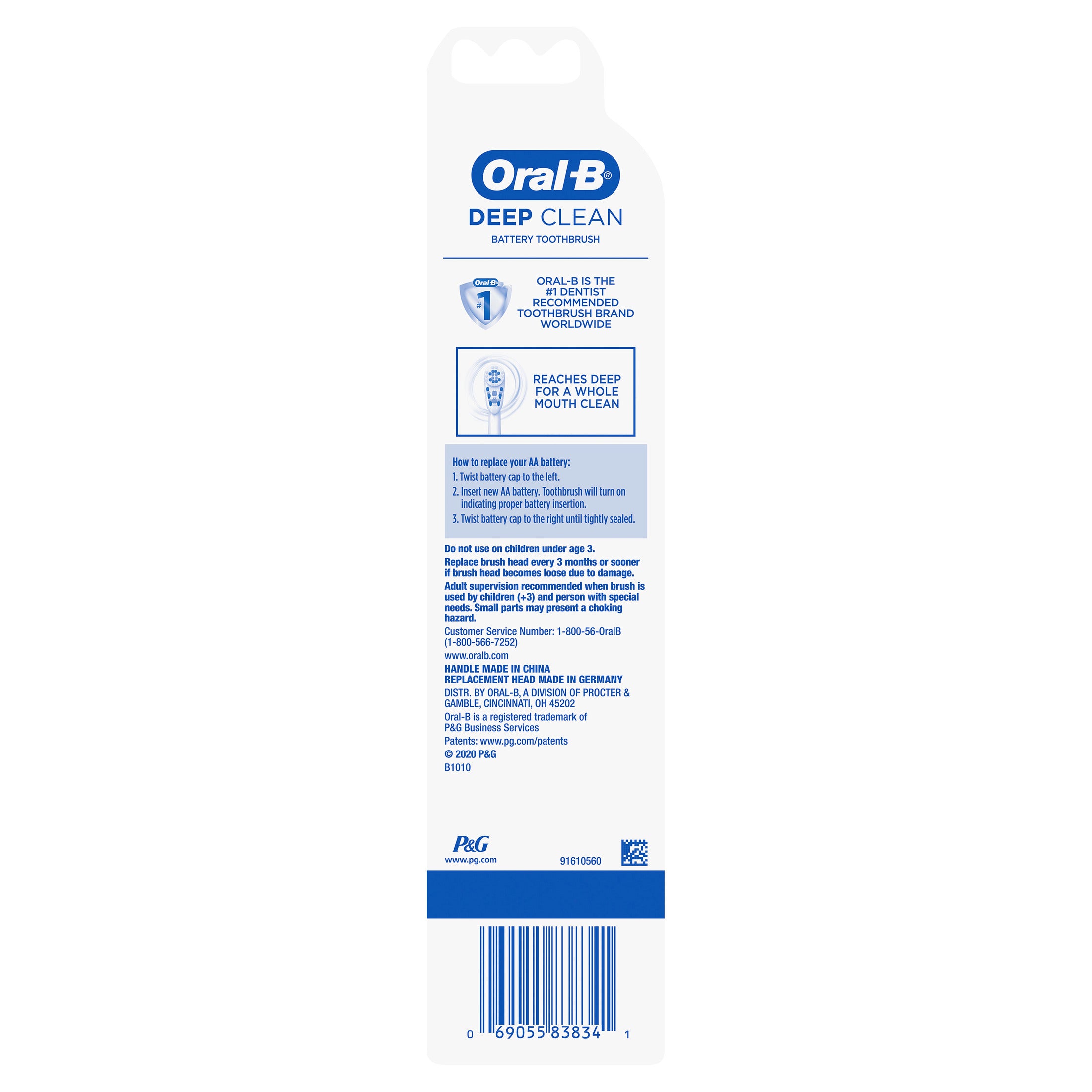 Oral-B Complete Deep Clean Battery Powered Electric Toothbrush | 1 Brush