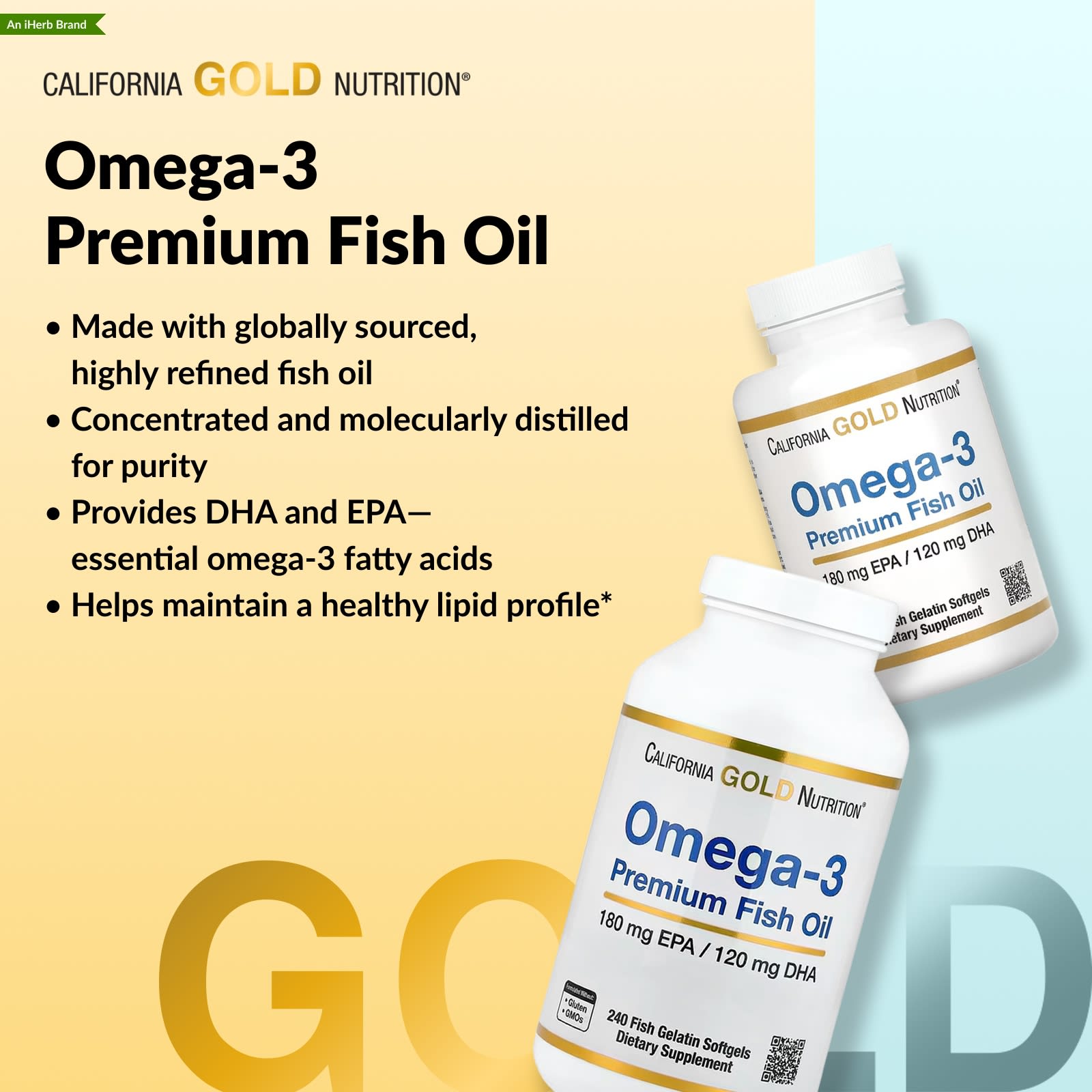 California Gold Nutrition Omega-3 Premium Fish Oil | 240 Fish Gelatin Softgels