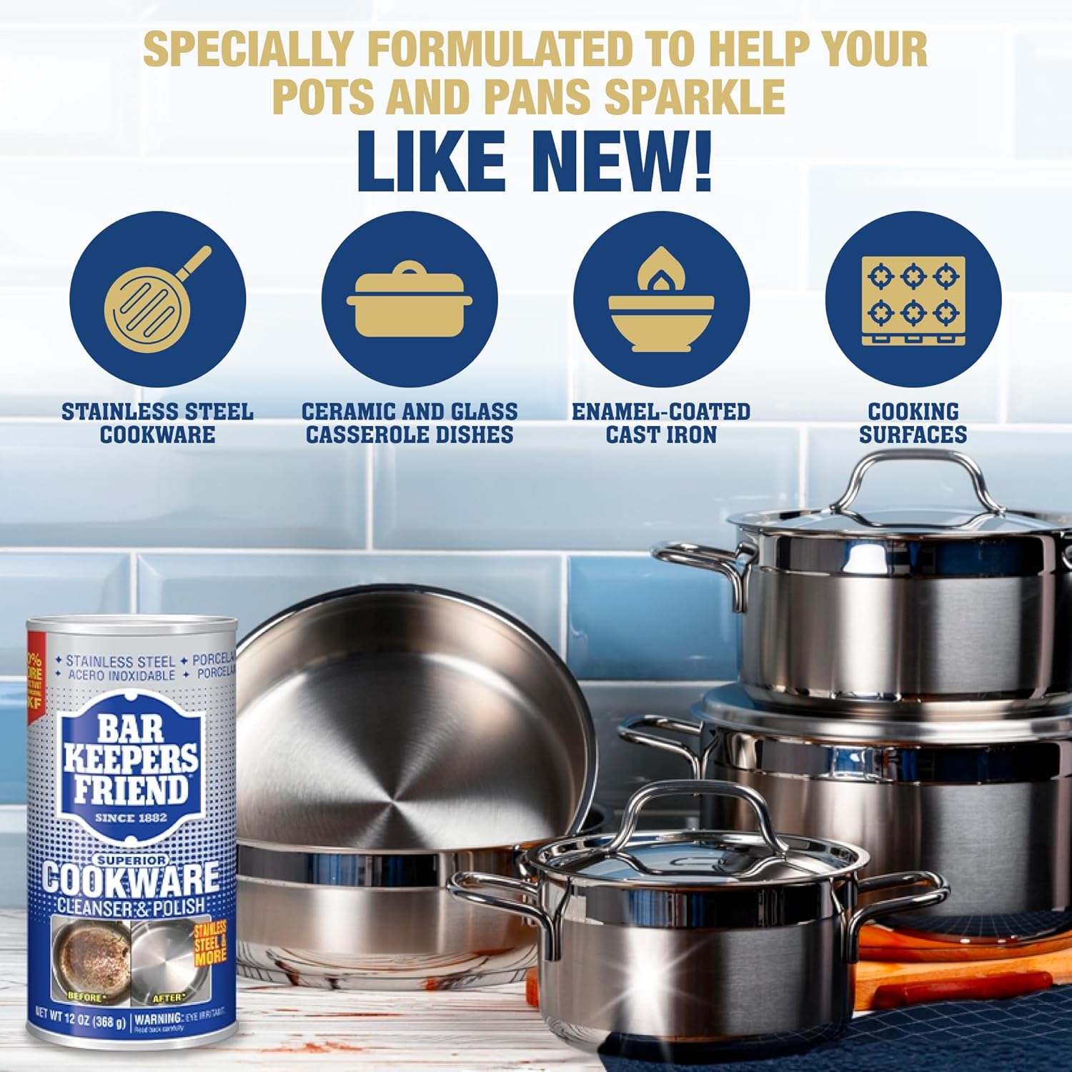 Bar Keepers Friend Cookware Cleaner | 12 Oz (340 g)