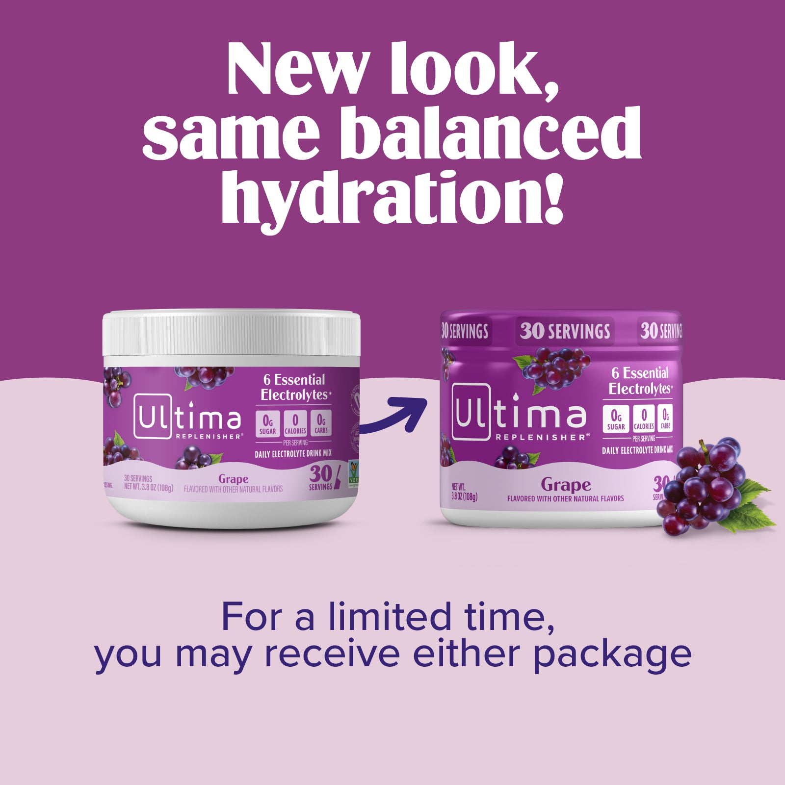 Ultima Replenisher Electrolyte Powder | Grape | 30 Servings