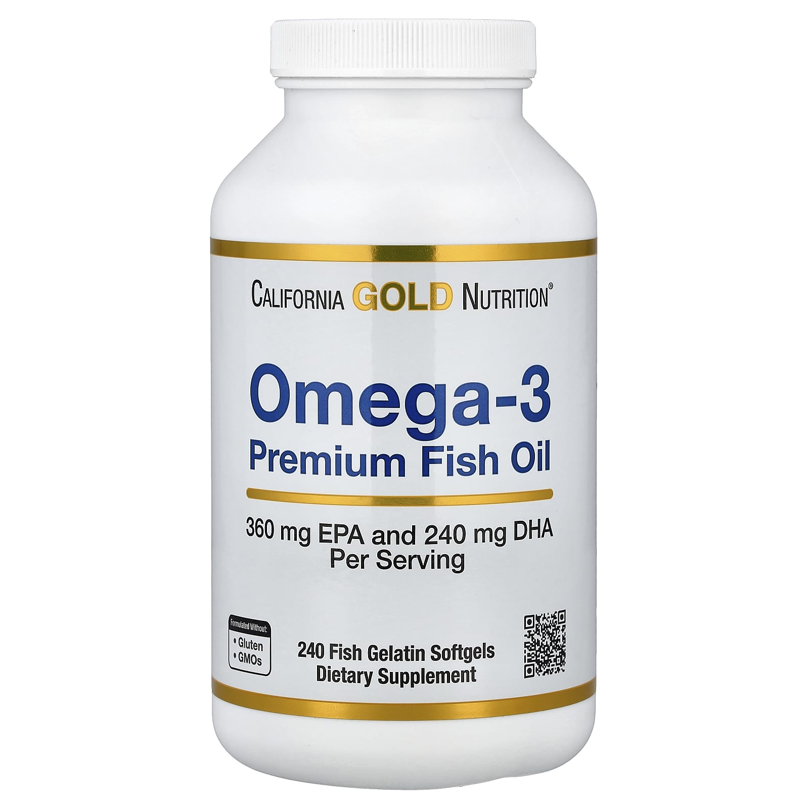 California Gold Nutrition Omega-3 Premium Fish Oil | 240 Fish Gelatin Softgels