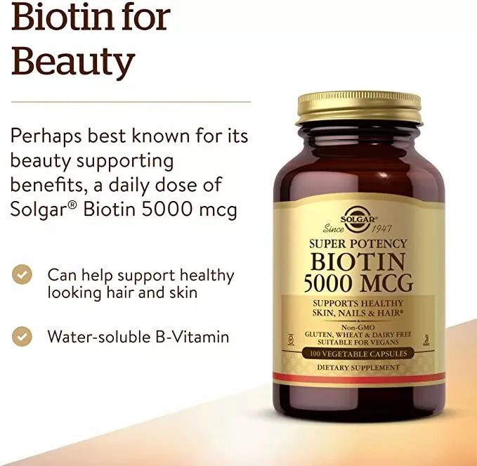 Solgar Biotin 5000 mg Vegetable Capsules - Pack of 100