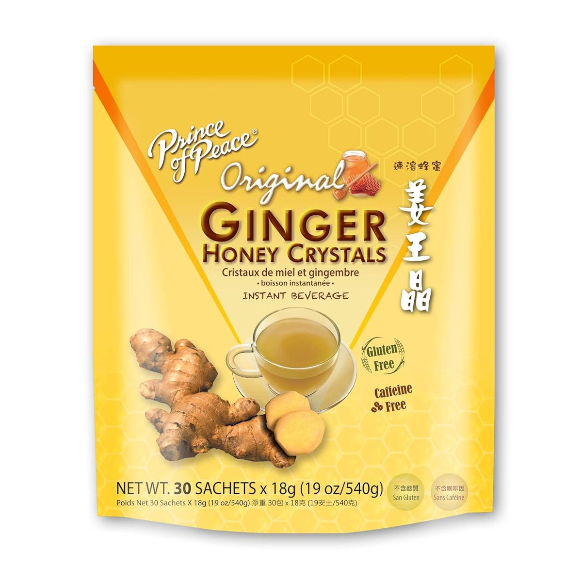 Prince of Peace Instant Ginger Honey Crystals, Original (30 Sachets)