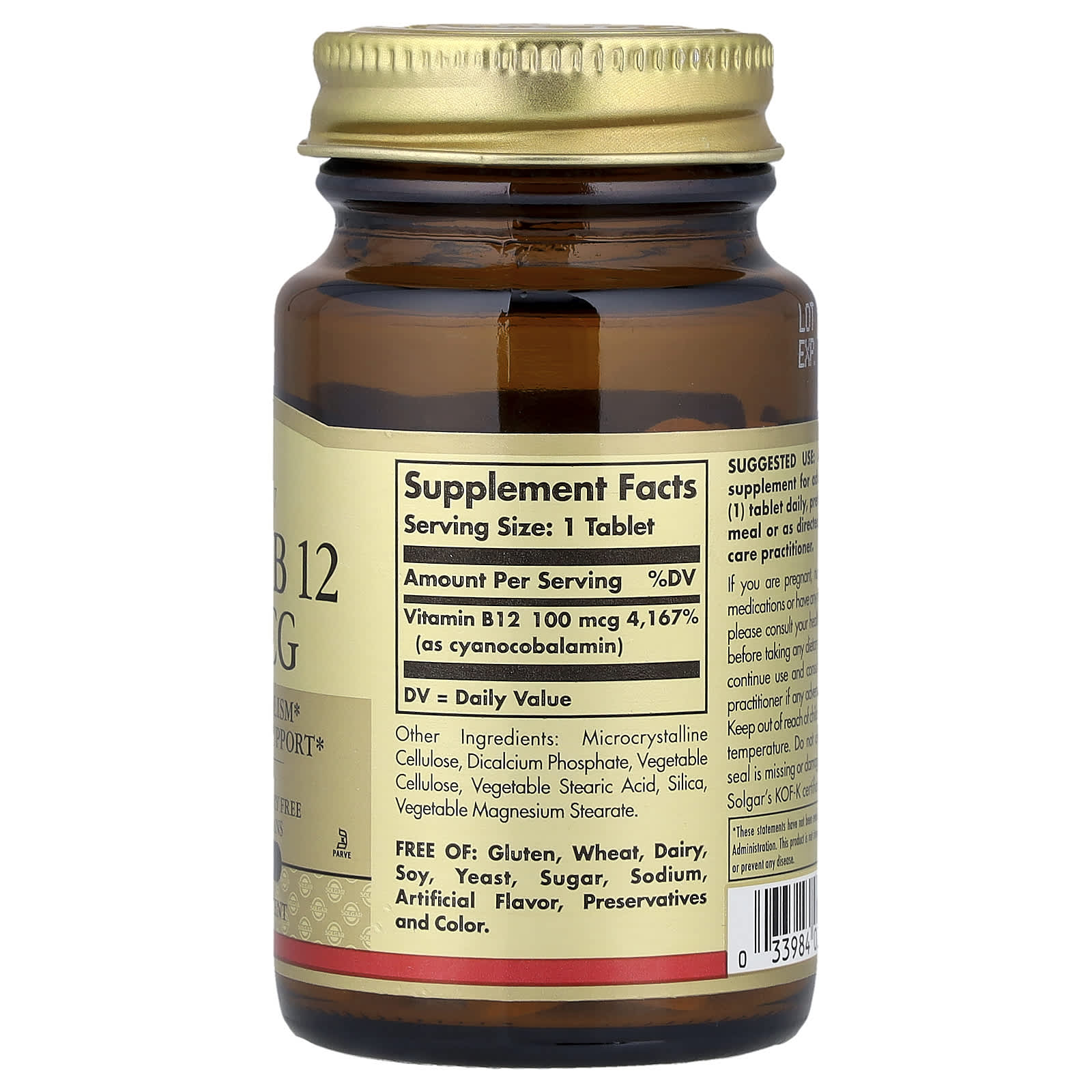 Solgar Vitamin 100 µg B12 | 100 Tablets