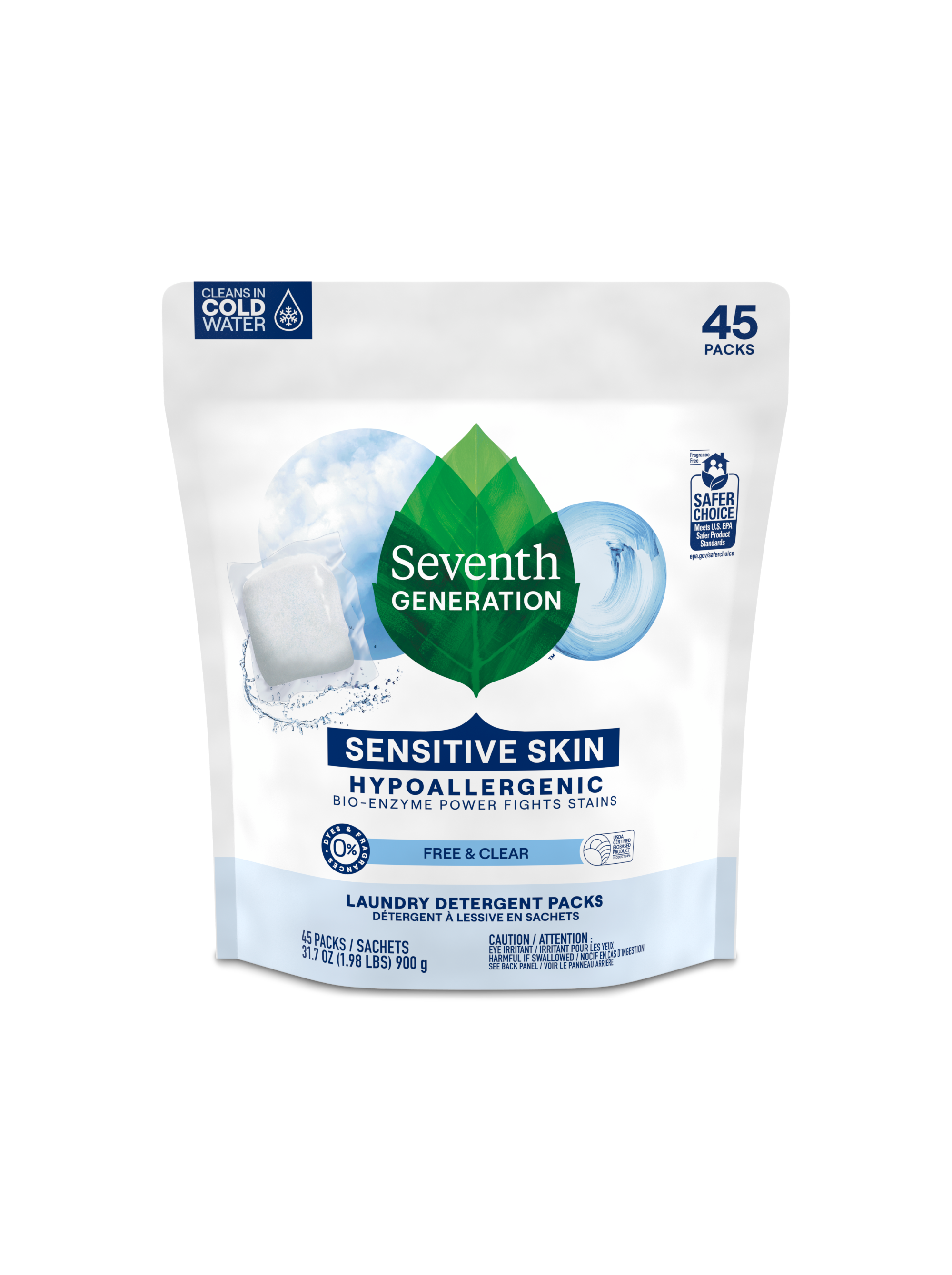 Seventh Generation Laundry Detergent Packs | 45 Packs (900 g)