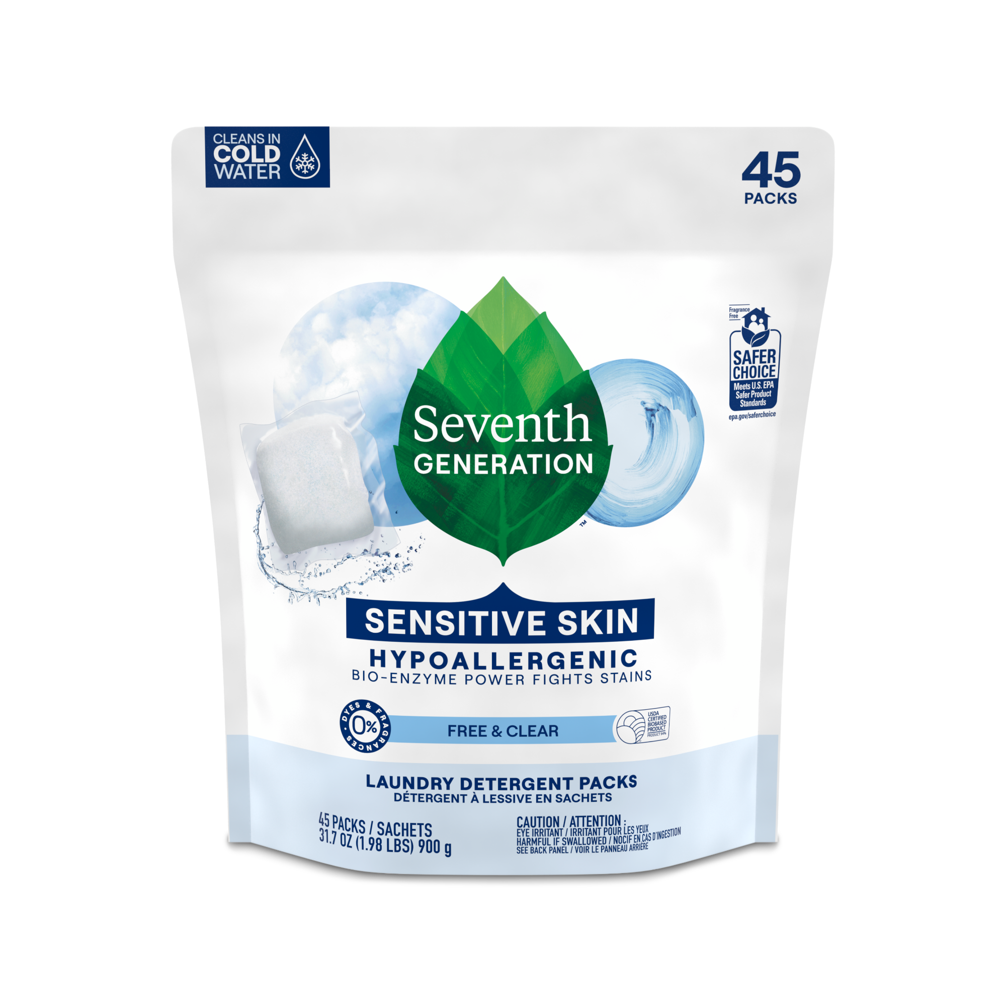 Seventh Generation Laundry Detergent Packs - 45 Packs (900 g)