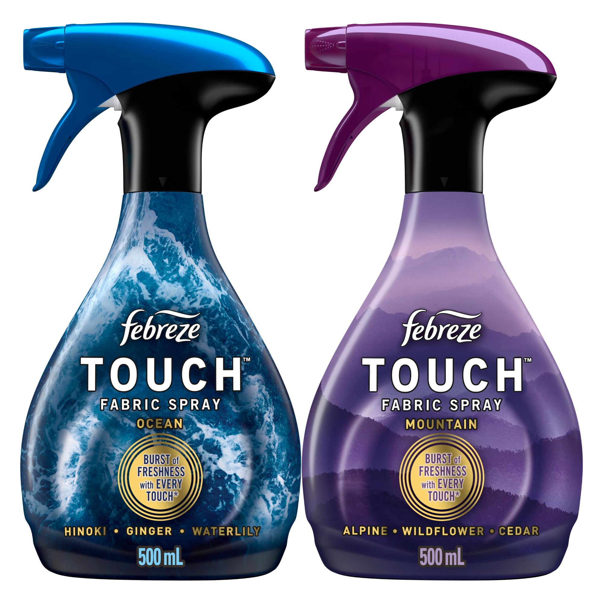 Febreze Touch Fabric Spray | Ocean and Mountain Scent | 16.9 Oz (500 ml) | Pack of 2