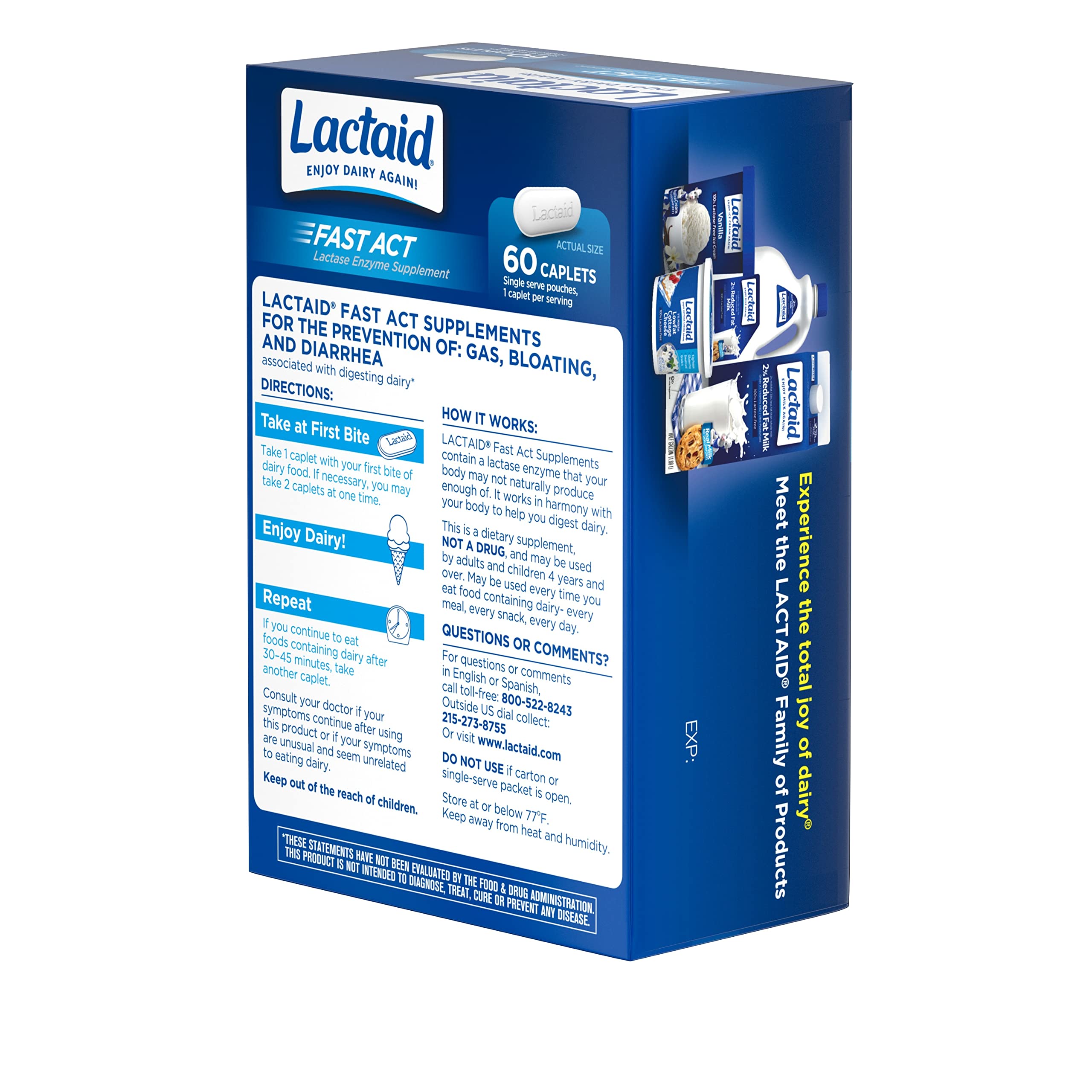 Lactaid Fast Act Lactose Enzyme Supplement | 60 Caplets