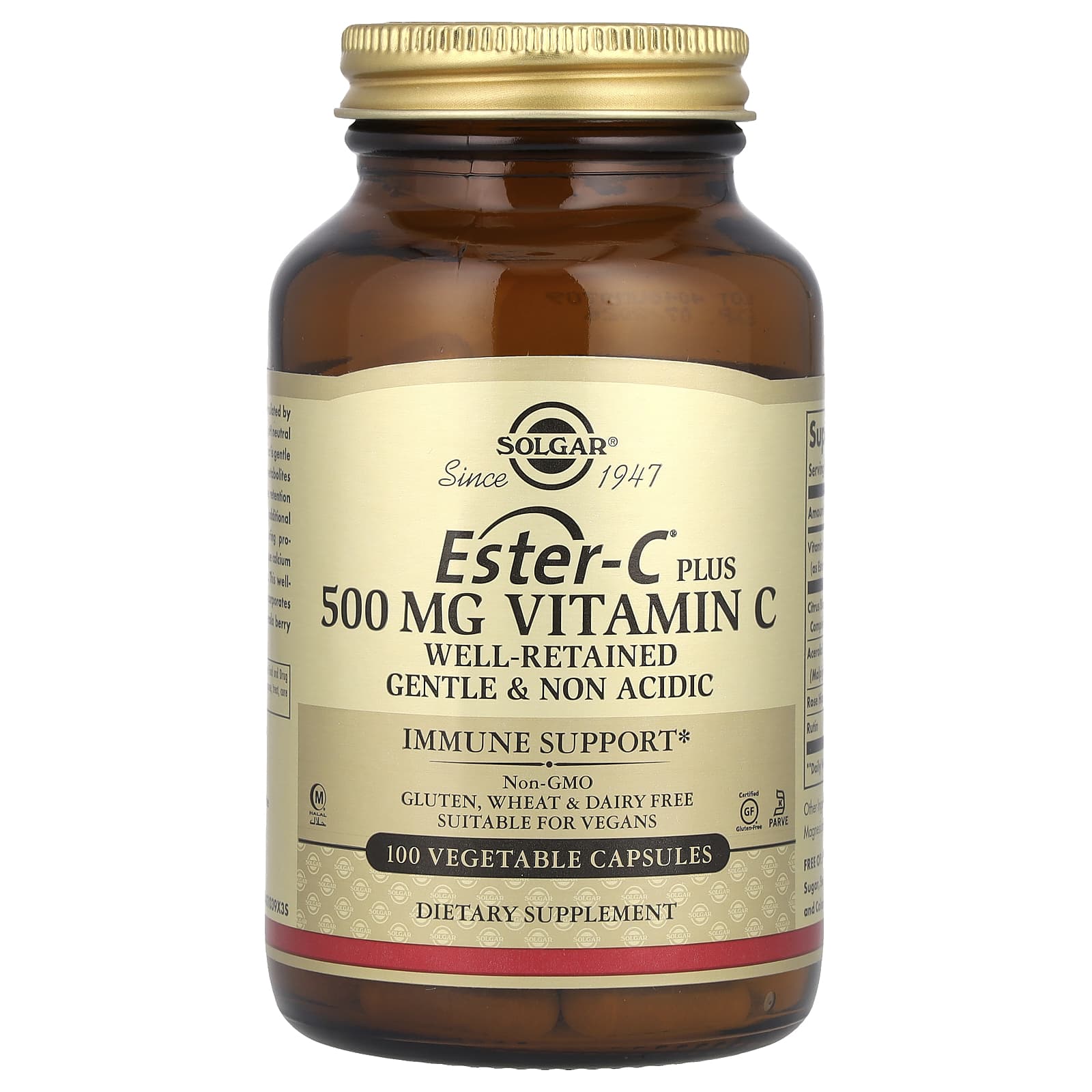 Solgar Ester-C Plus 500mg Vitamin C | 100 Vegetable Capsules