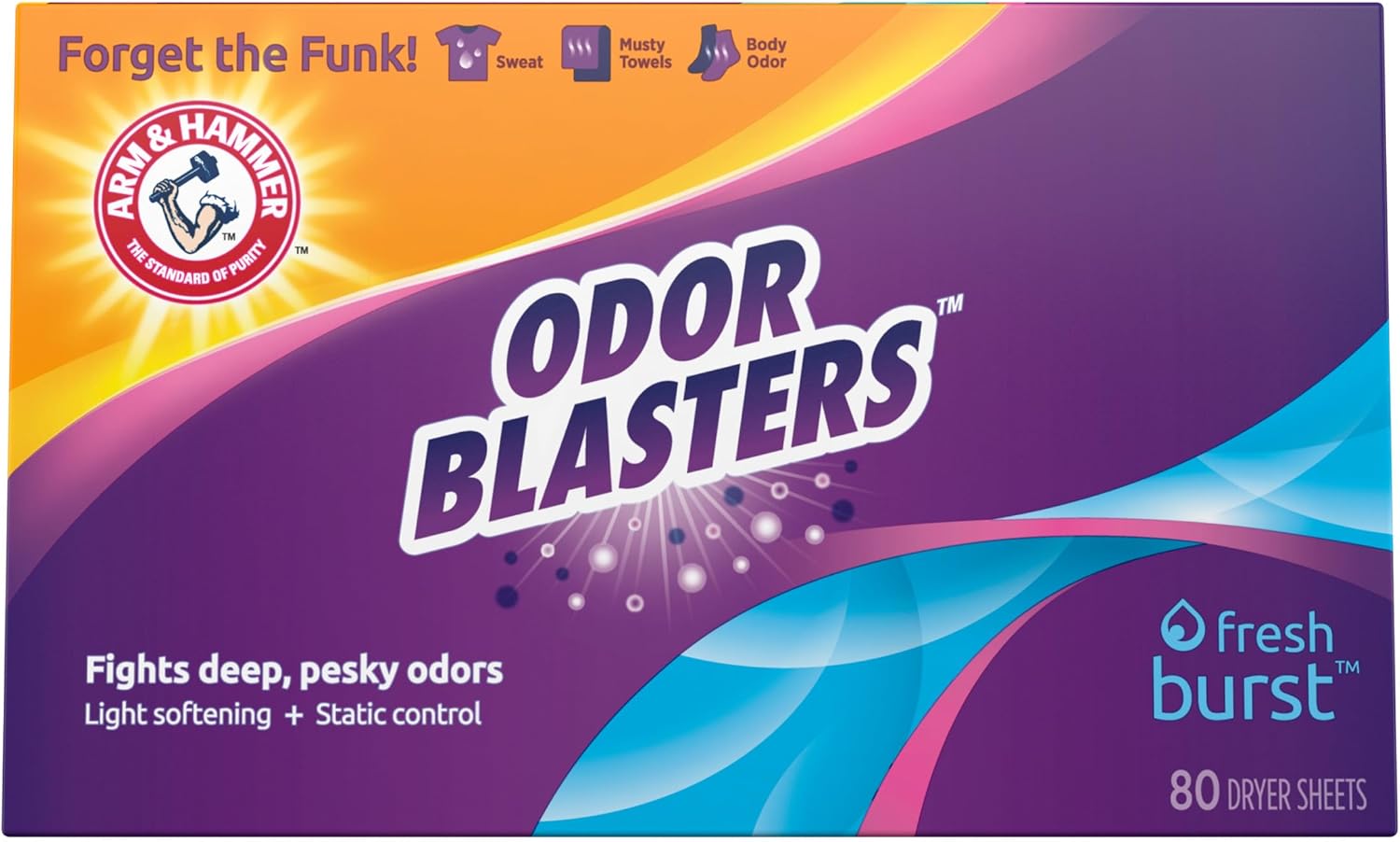 Arm & Hammer Odor Blaster Sheets | Fresh Burst | 80 Count