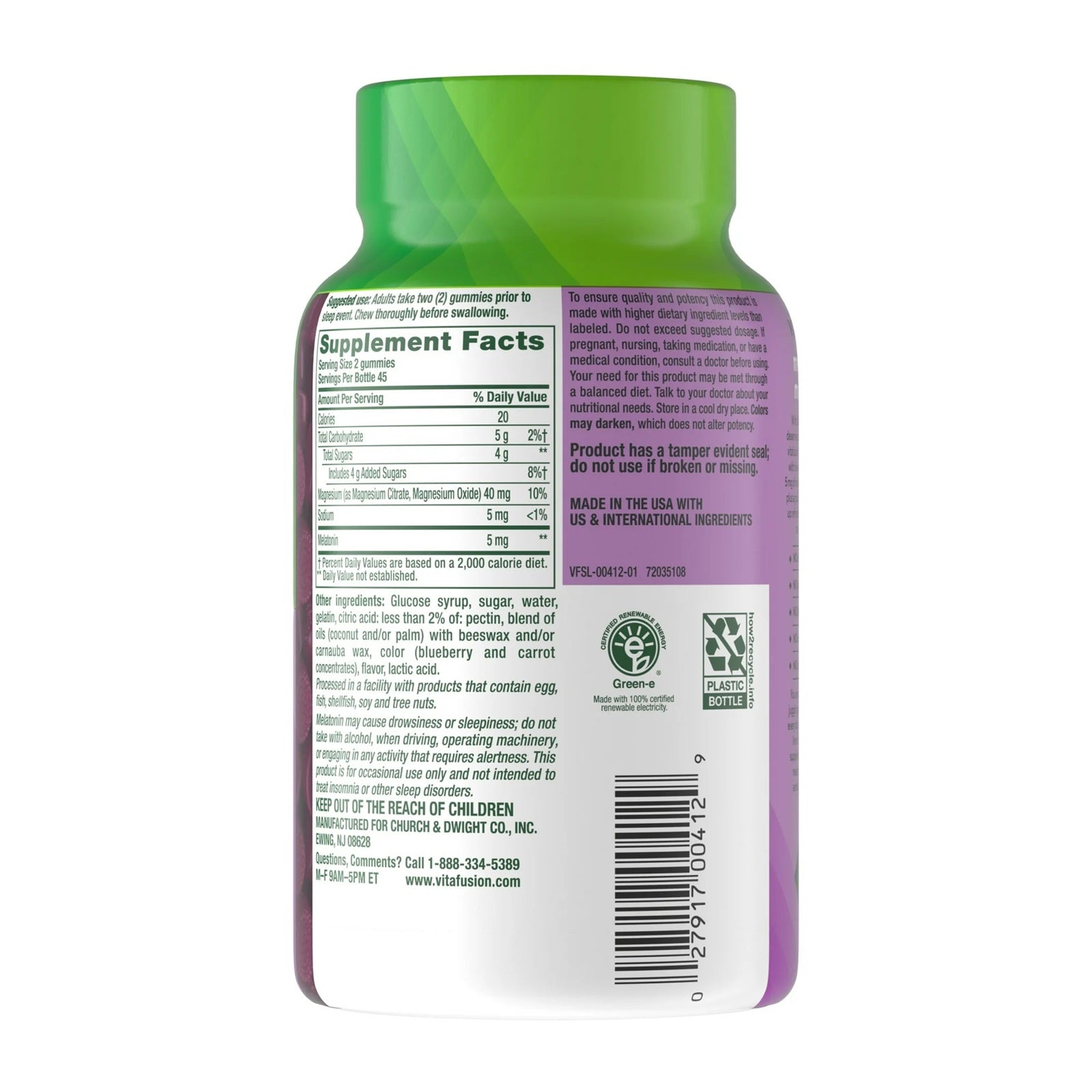 Vitafusion Melatonin + Magnesium Gummies | Twilight Berry Thrill | 90 Count