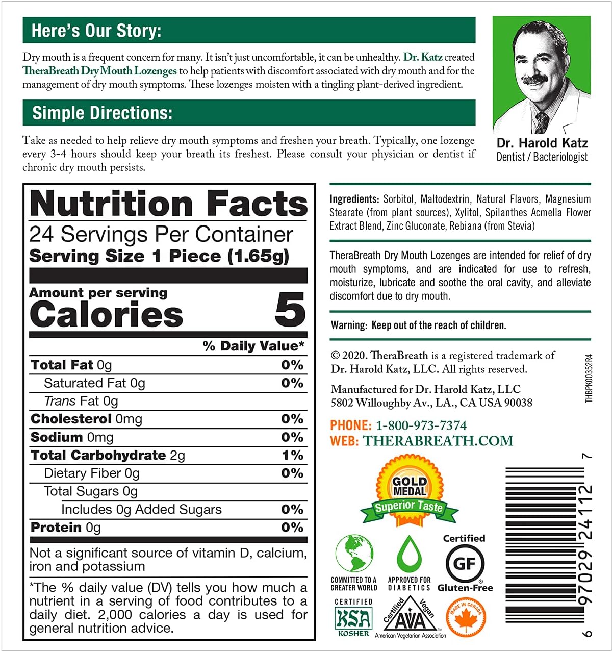 TheraBreath - Dry Mouth Lozenges | Mandarin Mint Flavor | 24 Count