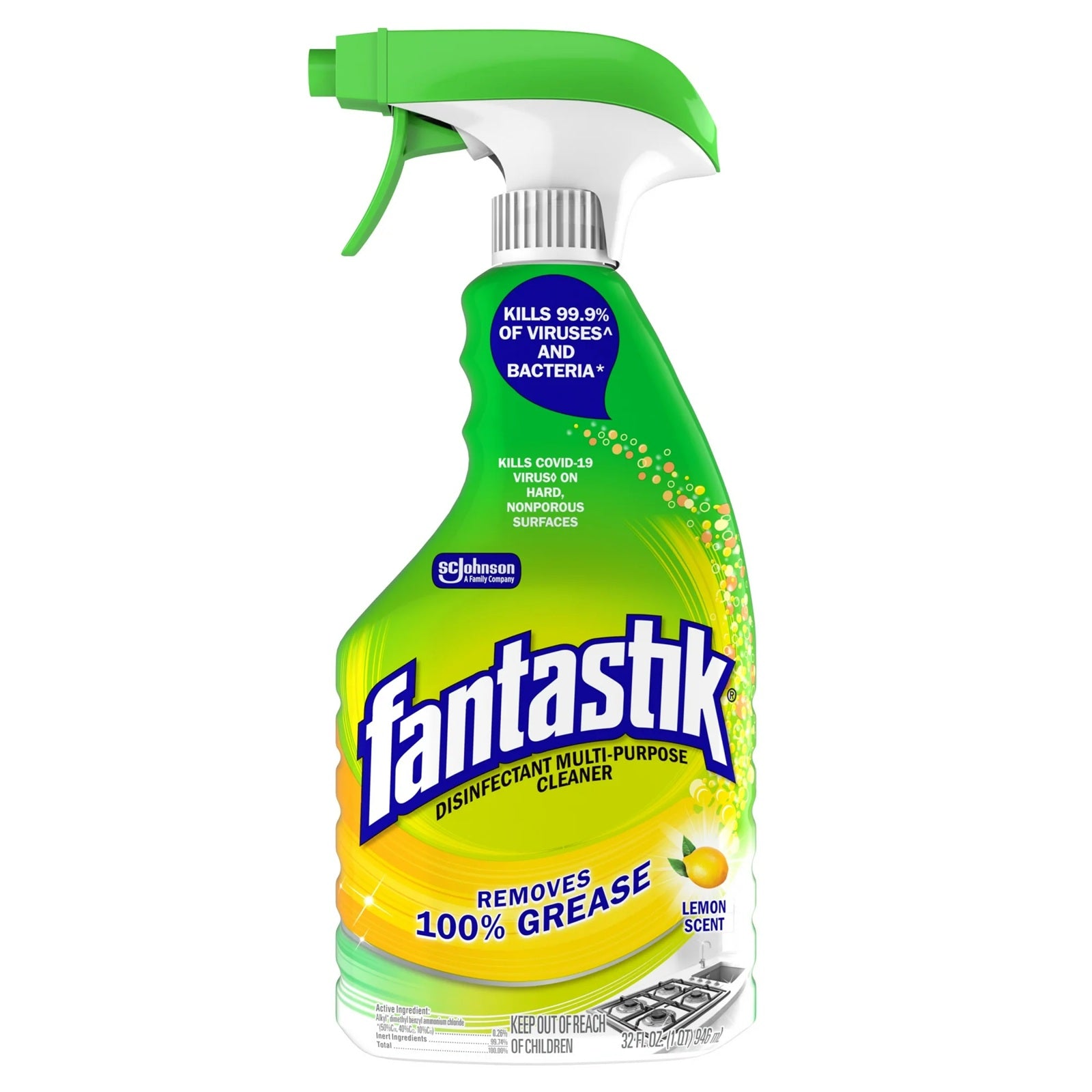 Fantastik Anti Bacterial Lemon Power Cleaner | 32 Oz