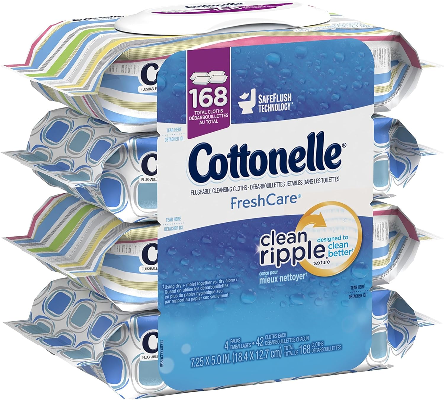 Cottonelle Fresh Care Flushable Cleansing Cloths | 42 Sheets | Pack of 4