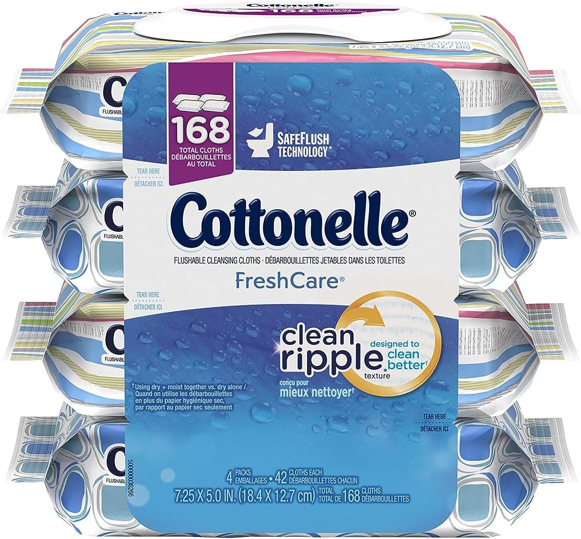 Cottonelle Fresh Care Flushable Cleansing Cloths | 42 Sheets | Pack of 4