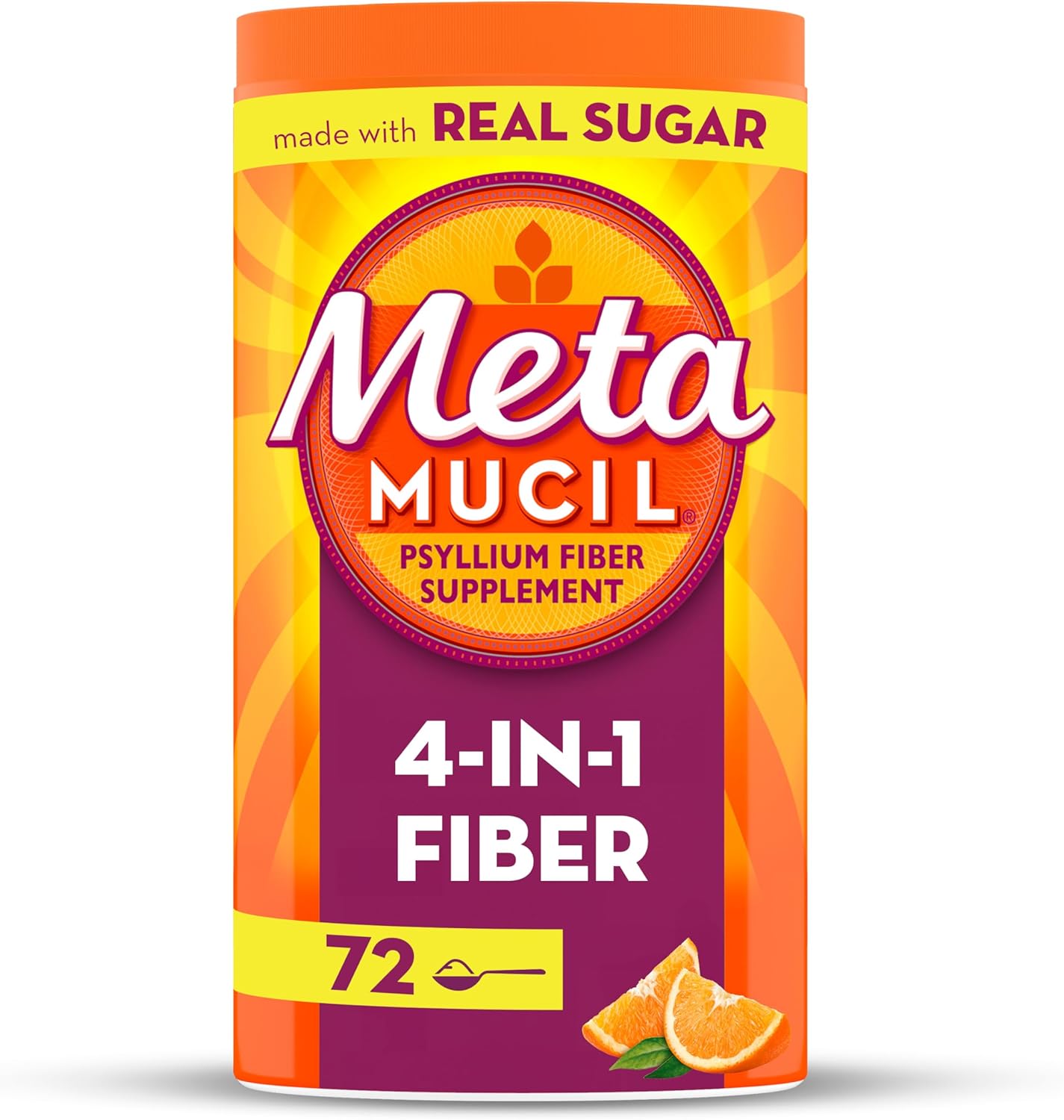 MetaMucil psyllium fiber supplement, 4 in 1 fiber made with real sugar