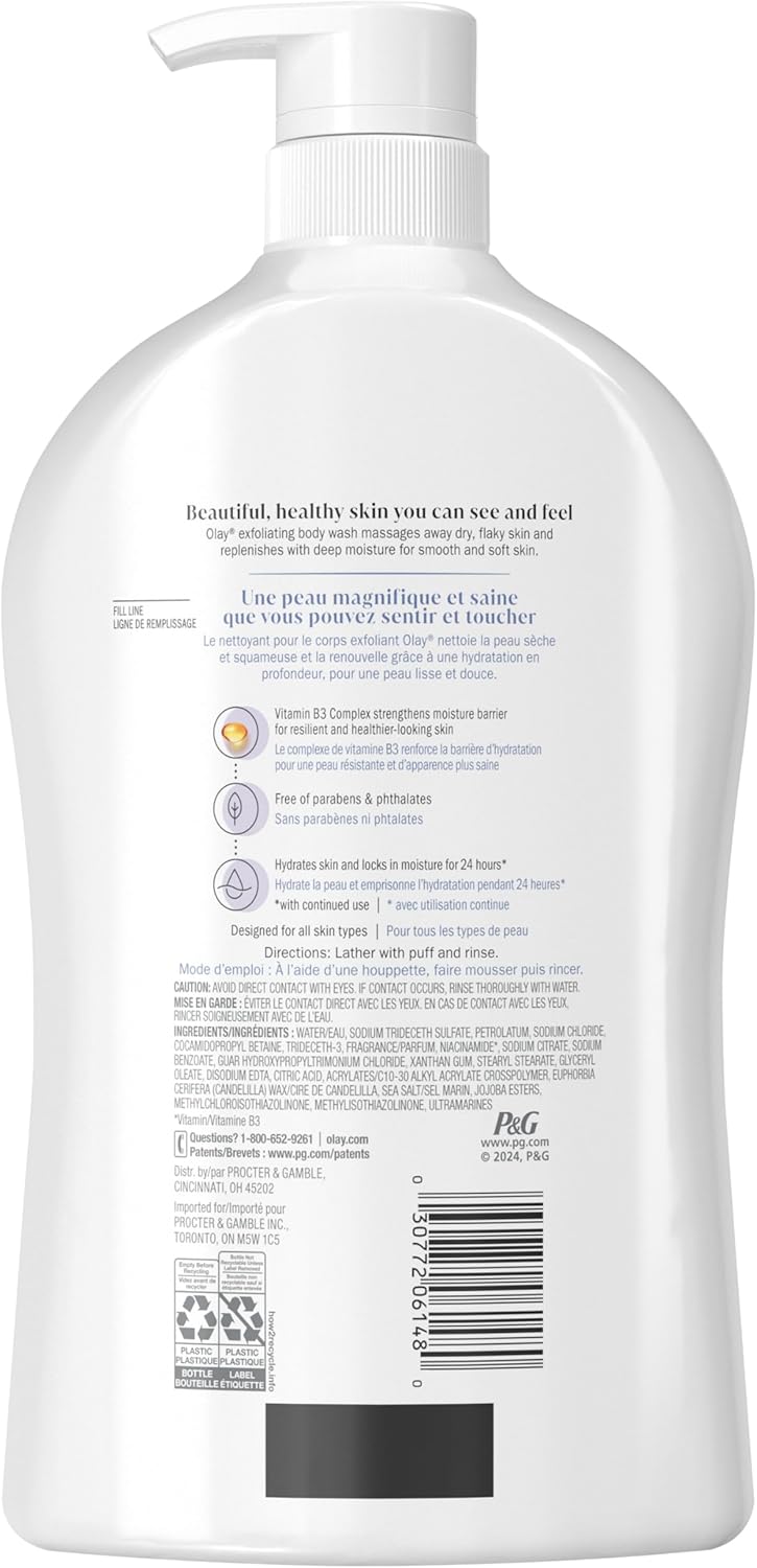 Olay Body Wash with Sea Salts Exfoliant | 30 Oz | Pack of 4