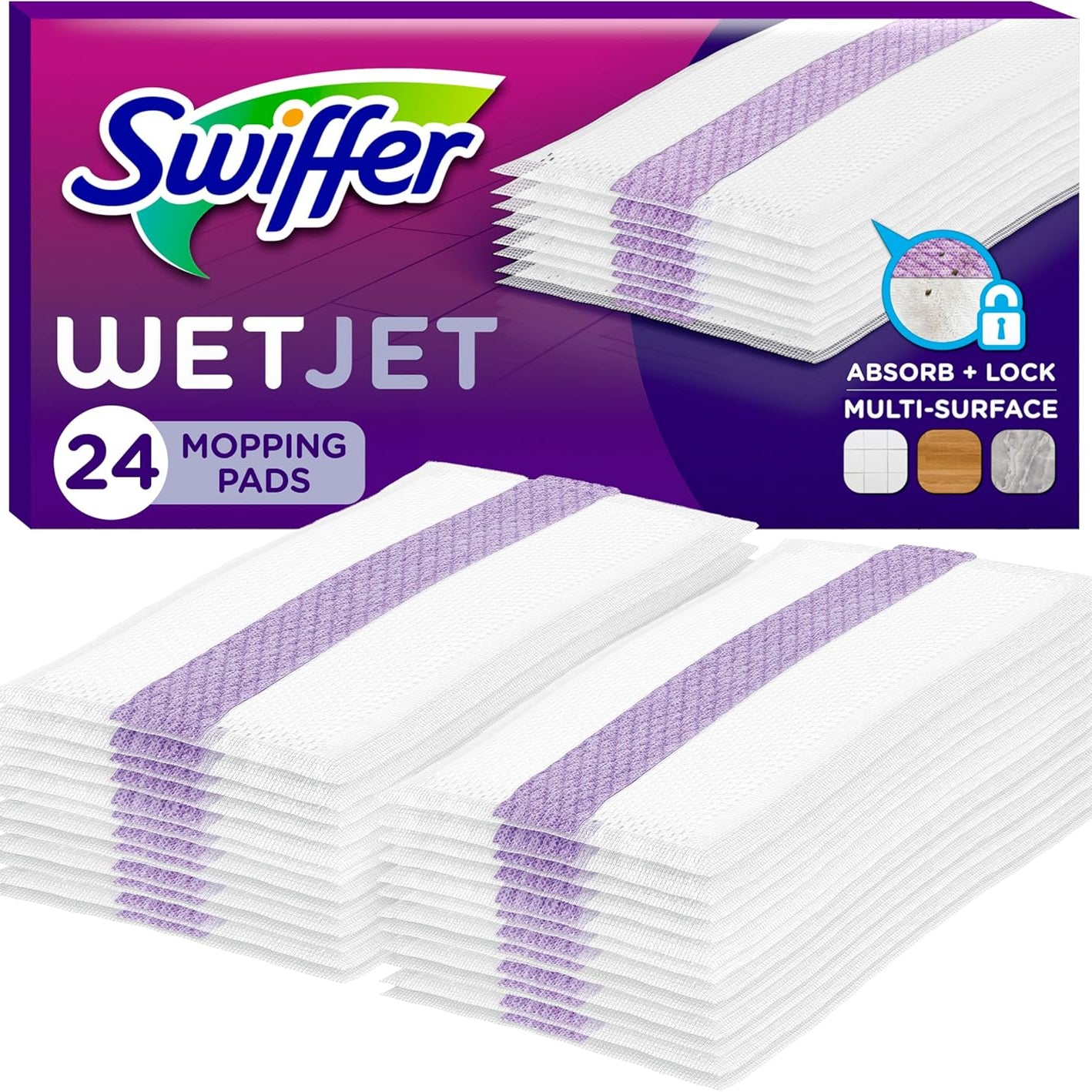 Swiffer Wetjet Hardwood Mop Pad Refills, 24 Mopping Pads