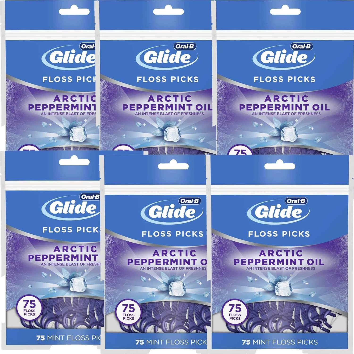 Oral-B Glide 3D White Floss Picks Radiant Mint | 75CT | Pack of 6