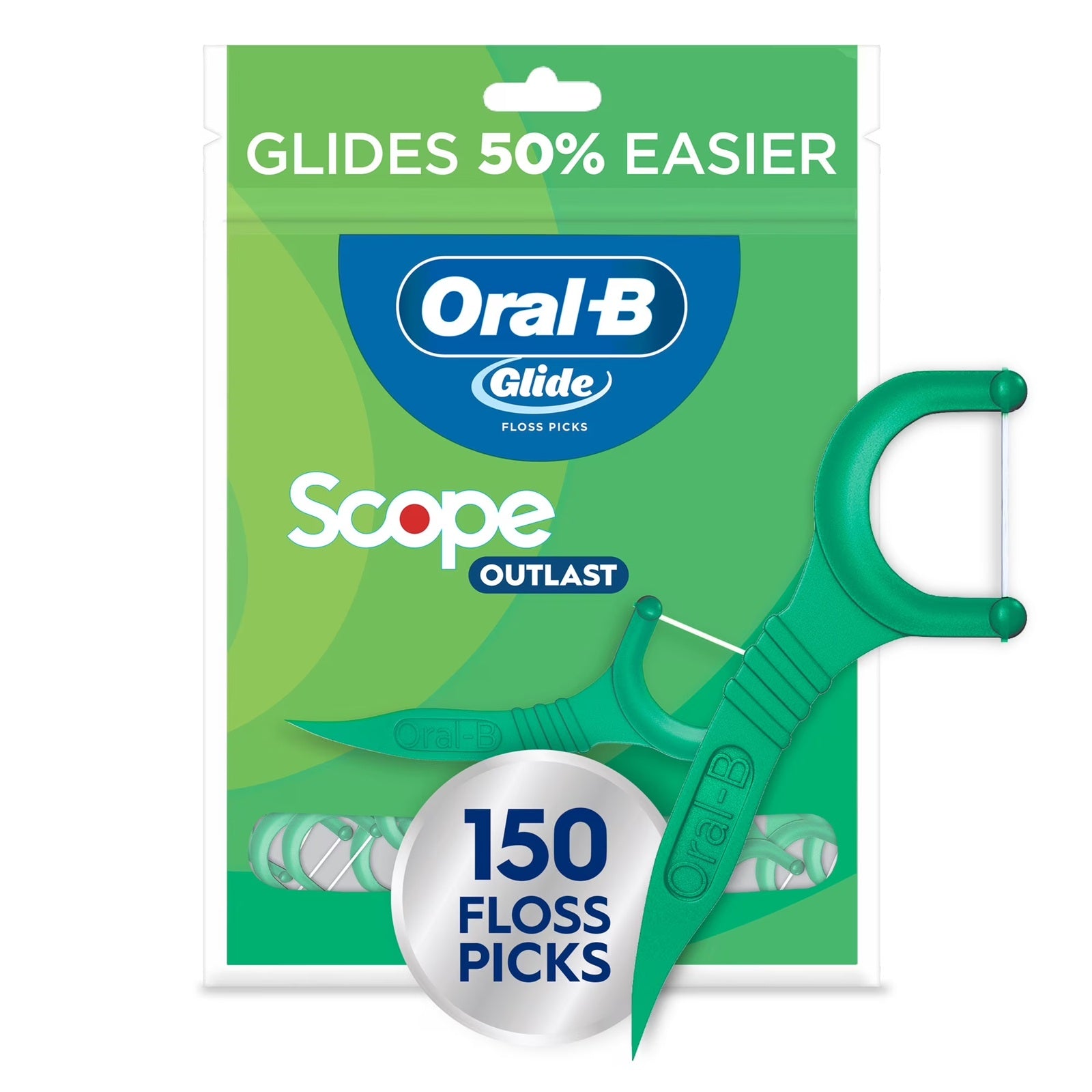 Oral-B Glide Complete with Scope Outlast Dental Floss Picks | Mint | 150 Count