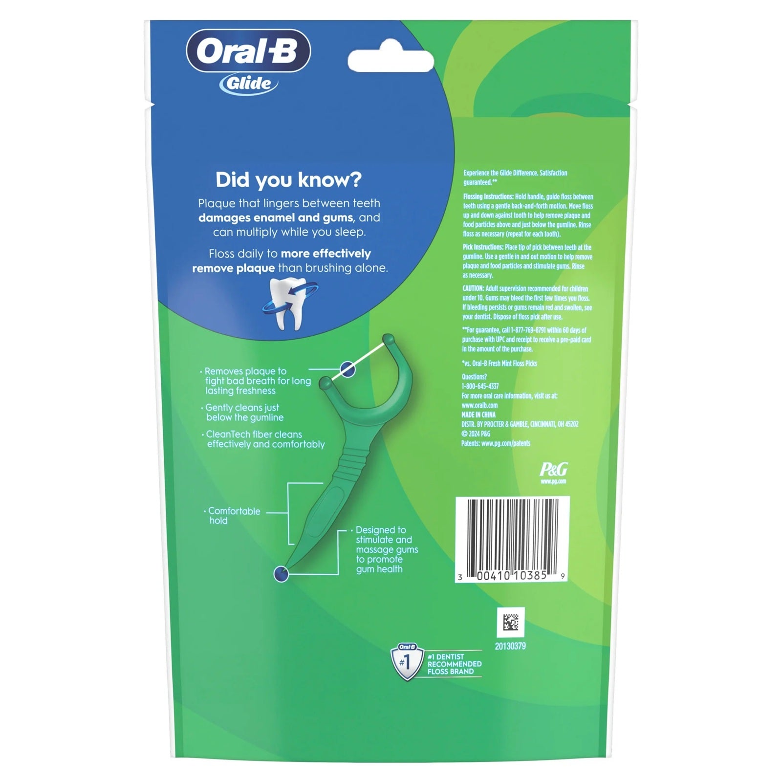 Oral-B Glide Complete with Scope Outlast Dental Floss Picks | Mint | 150 Count