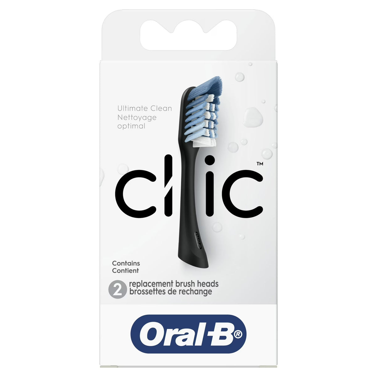 Oral-B Clic Toothbrush Ultimate Clean Replacement Brush Heads | Black | 2 Count