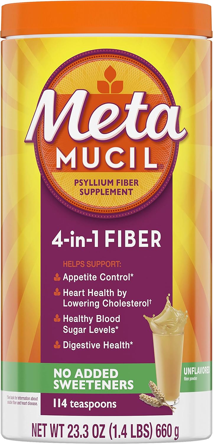 Metamucil 4-in-1 Fiber | Sugar Free | Unflavored | 114 Servings