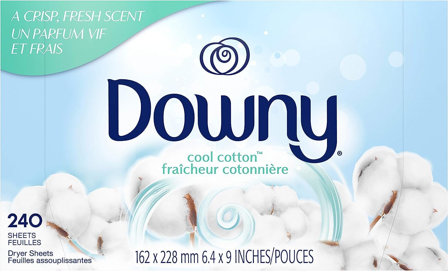 Downy Fabric Softener Dryer Sheets | Cool Cotton | 240 Count