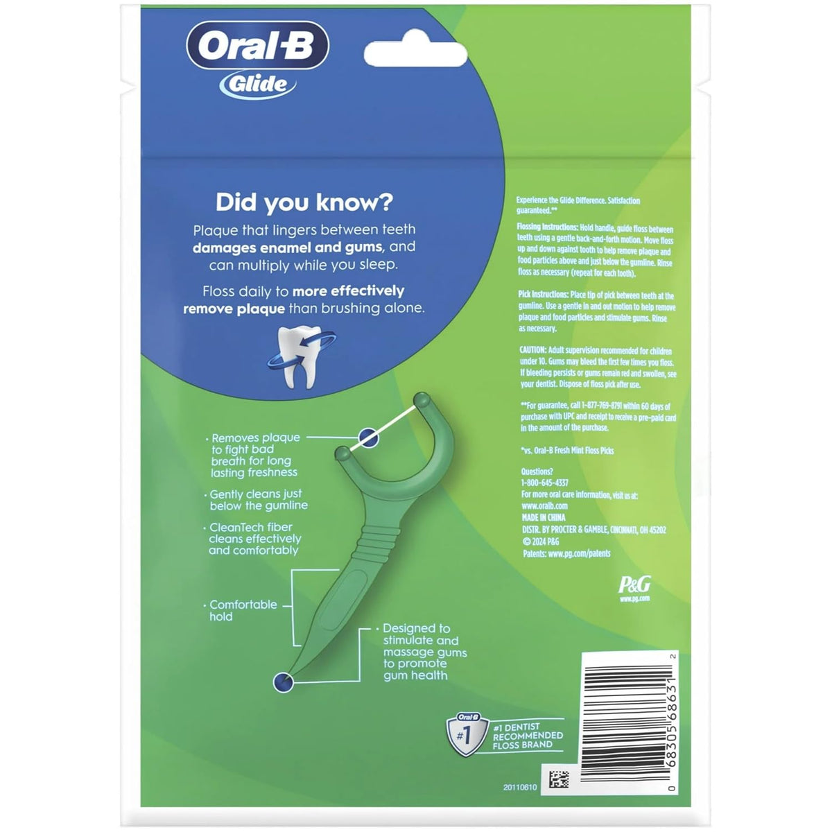 Oral B Glide Floss Picks Scope Outlast | Long Lasting Mint | 75 Floss Picks
