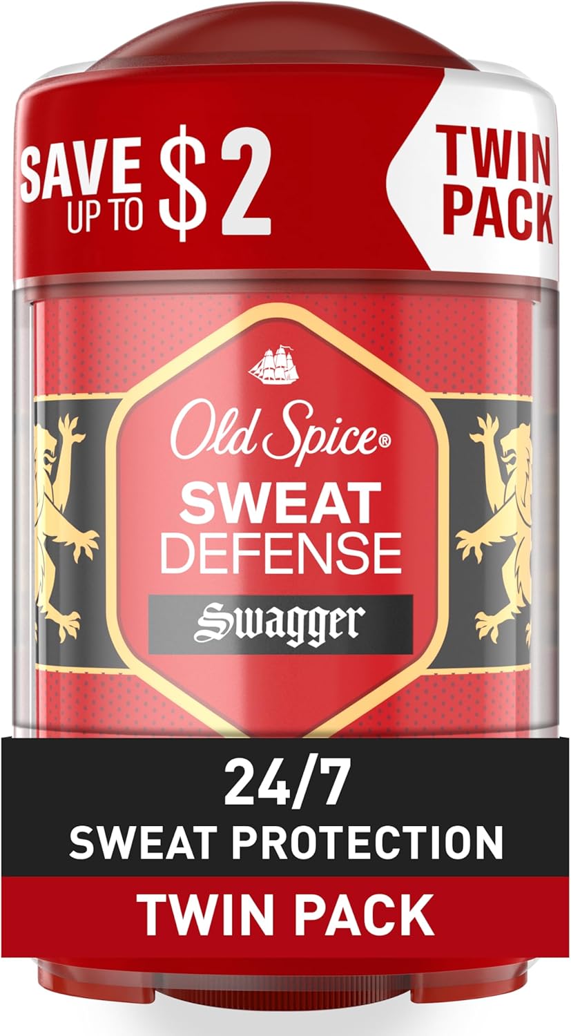 Old Spice Sweat Defense Antiperspirant & Deodorant | Soft Solid | Swagger with Cedarwood | 2.6 Oz (Pack of 2)