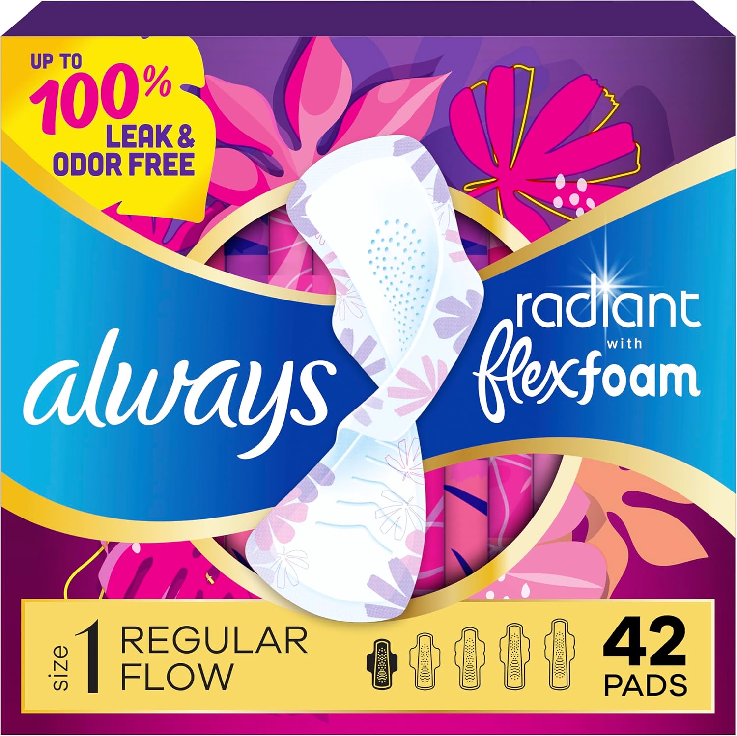 Always Radiant with flexfoam| Size 1 | 42 Count