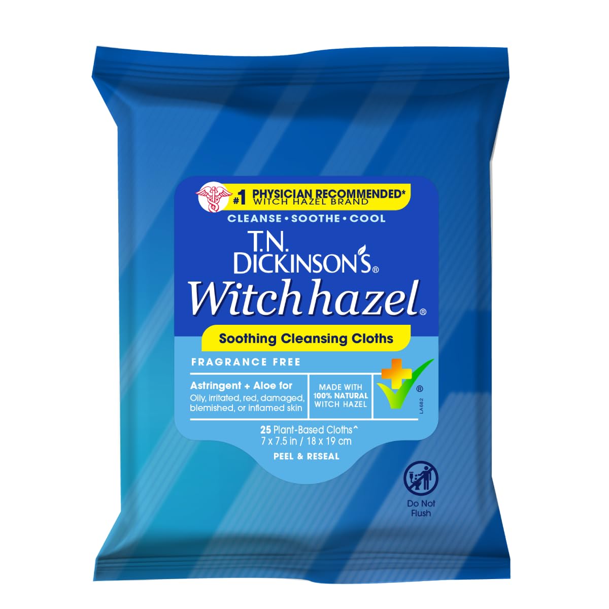T.N. Dickinson's Witch Hazel New Soothing Multi-Use Cleansing Cloth, 25 Cloth