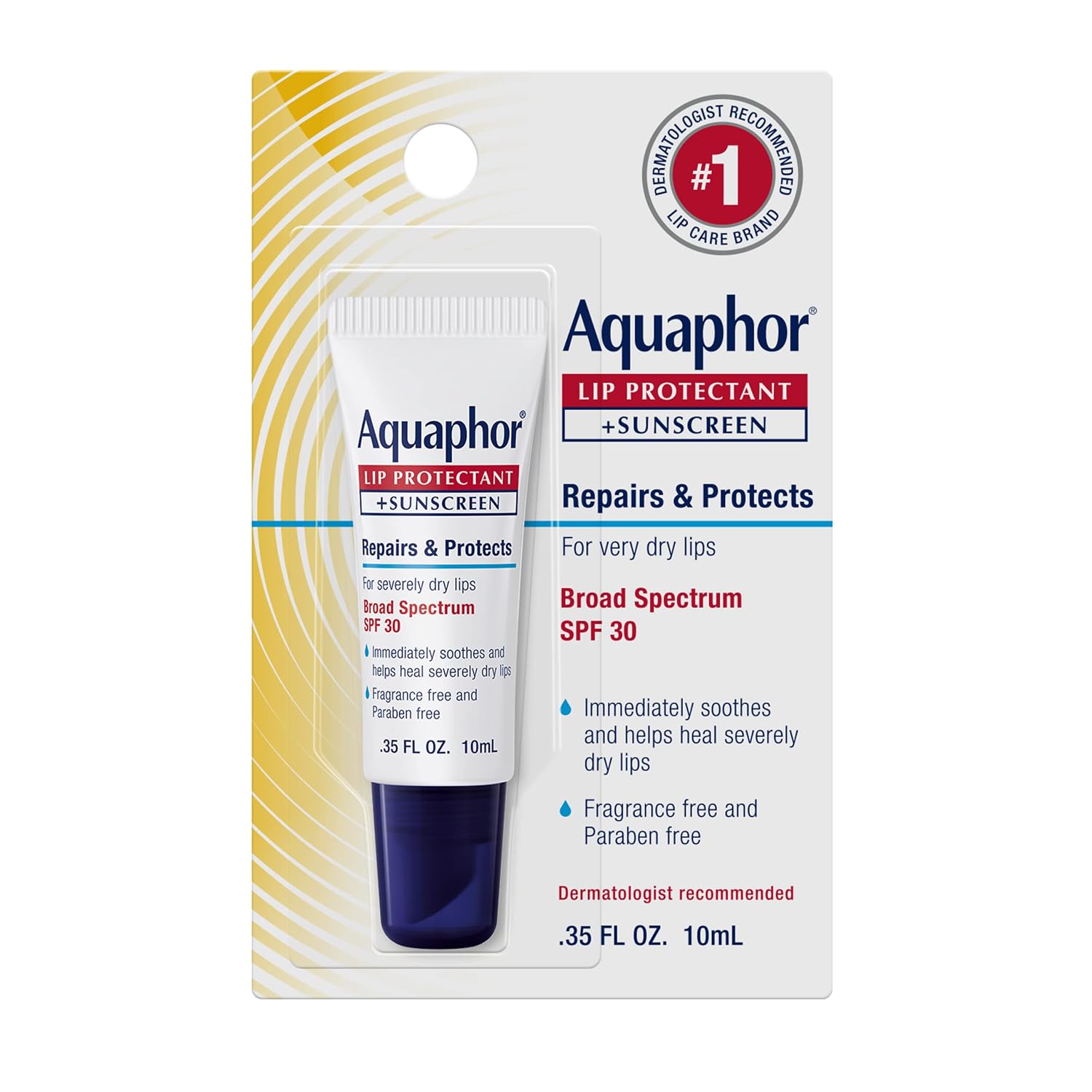Aquaphor Lip Repair with Protect, Carded Pack | 0.35 Oz (10 ml)