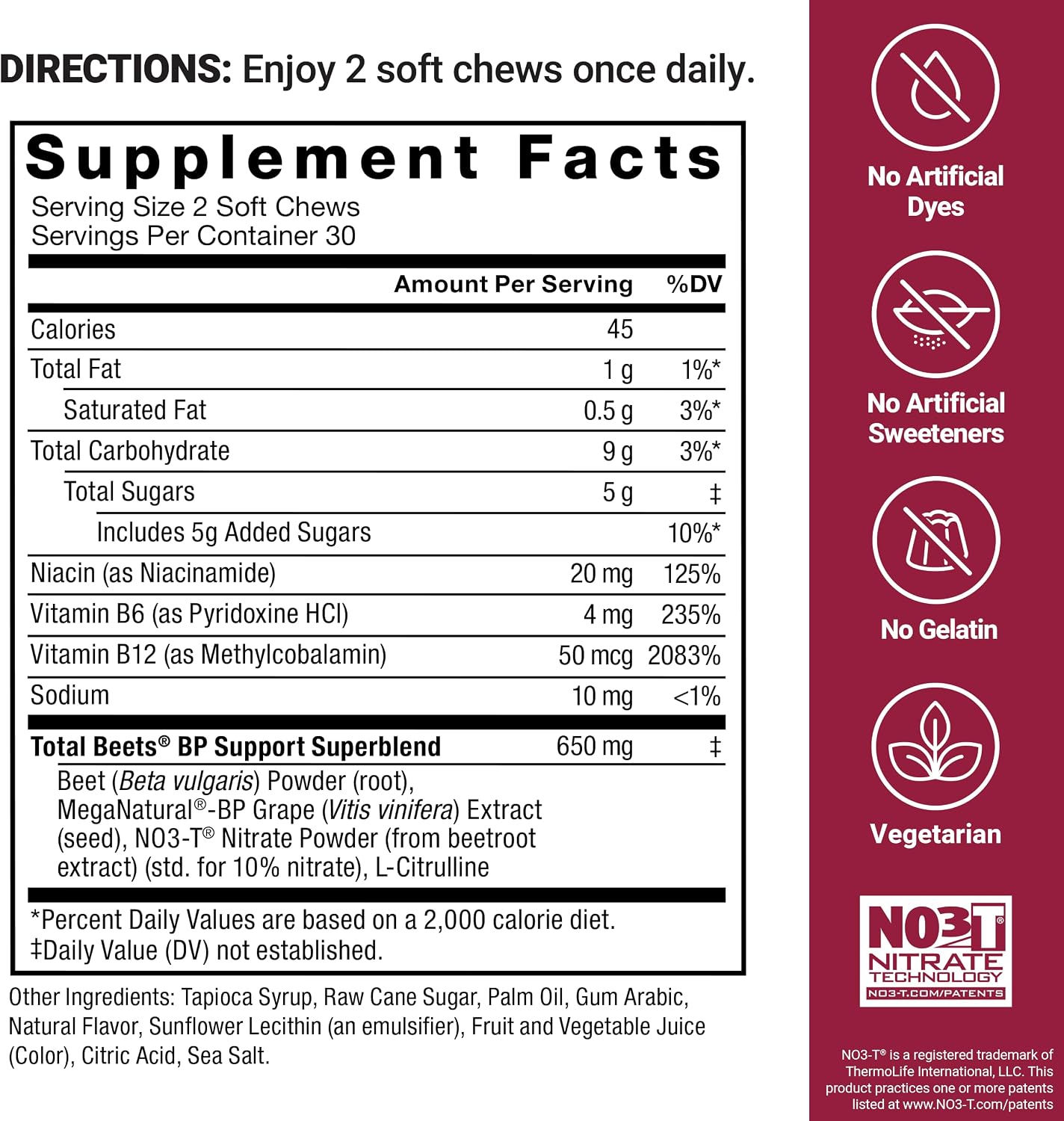 Force Factor Total Beets Multiple Vitamin & Mineral | Acai Berry Flavor | 60 Chewables