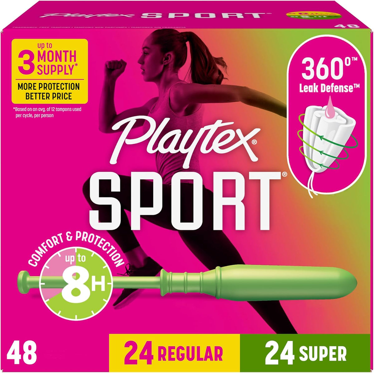 Sport Tampons Multipack | Regular and Super Absorbency | Pack of 48
