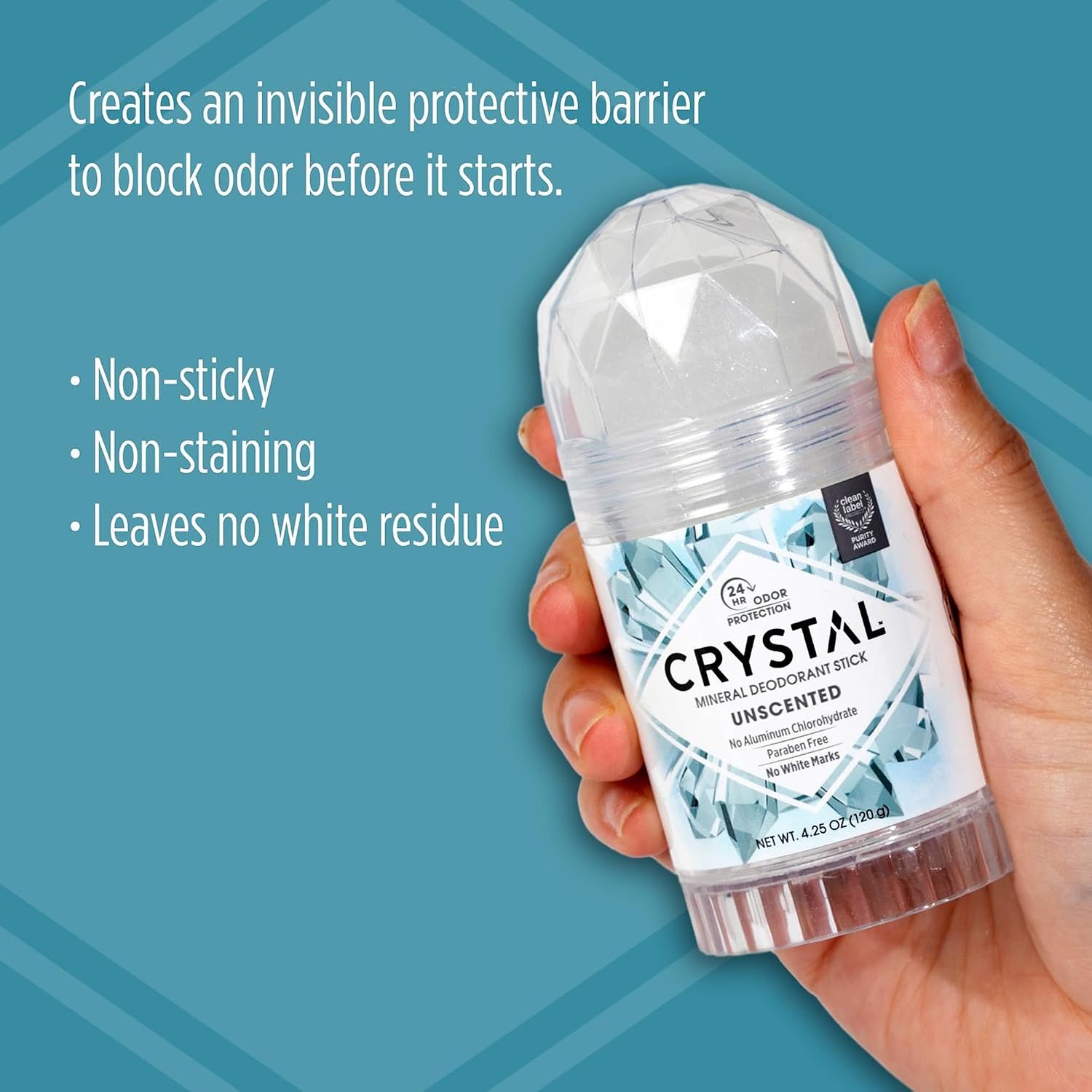 Crystal Mineral Deodorant Stick | Unscented | 4.25 Oz (120 g)