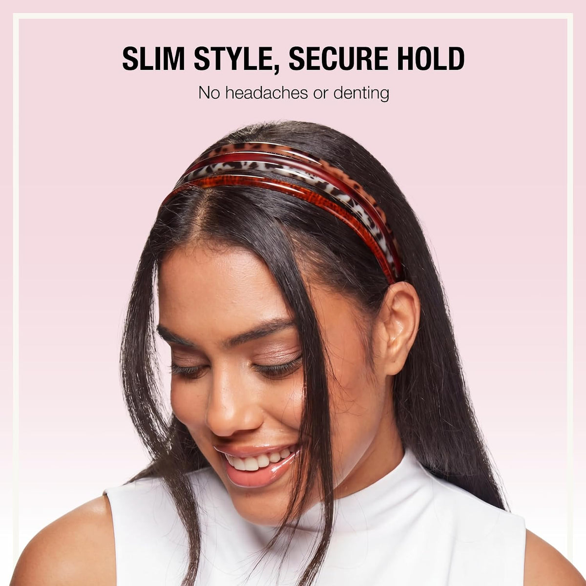 Scunci Effortless Beauty Skinny Plastic Headbands | Assorted Colors | 4 Pieces
