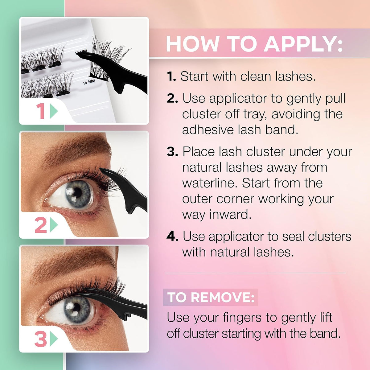 Ardell Press On Pre-Glued Underlash Extensions | Wispies Natural | 12 Lash Clusters