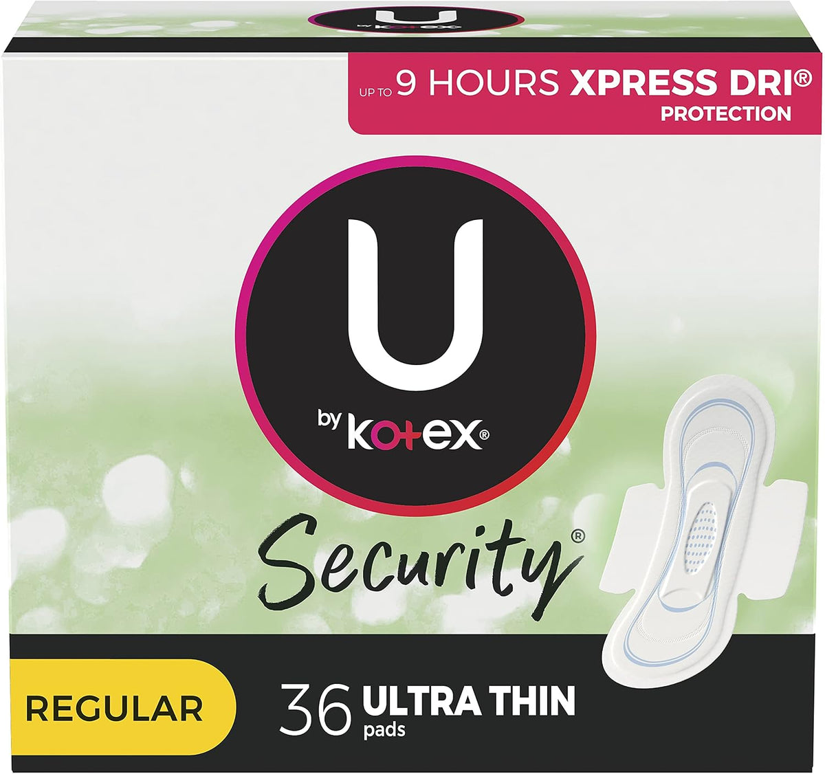 U by Kotex Security Ultra Thin Pads | Regular Absorbency | 36 Pads