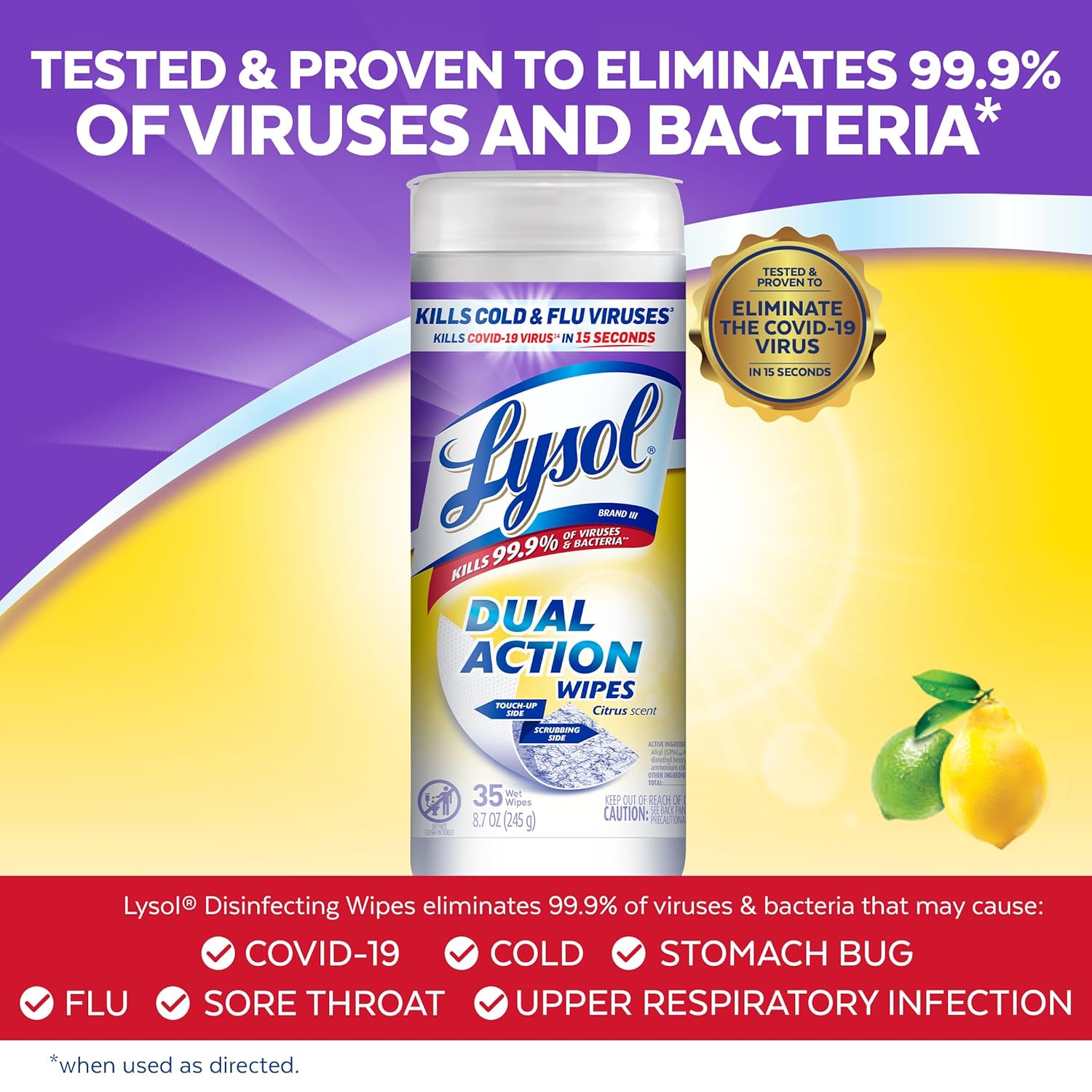 Lysol Dual Action Wipes | 35 Count