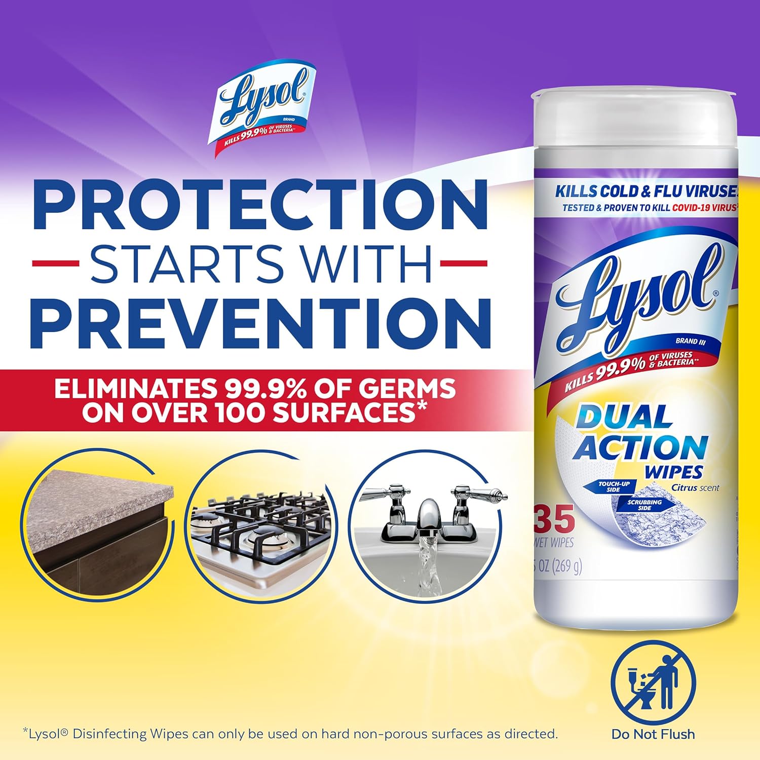 Lysol Dual Action Wipes | 35 Count