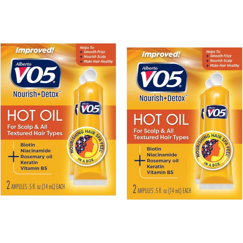 Alberto Vo5 nourish+detox hot oil for scalp & al textured hair types containing biotin, Niacinamide, rosemary oil, keratin and Vitamin B5 - 2pack