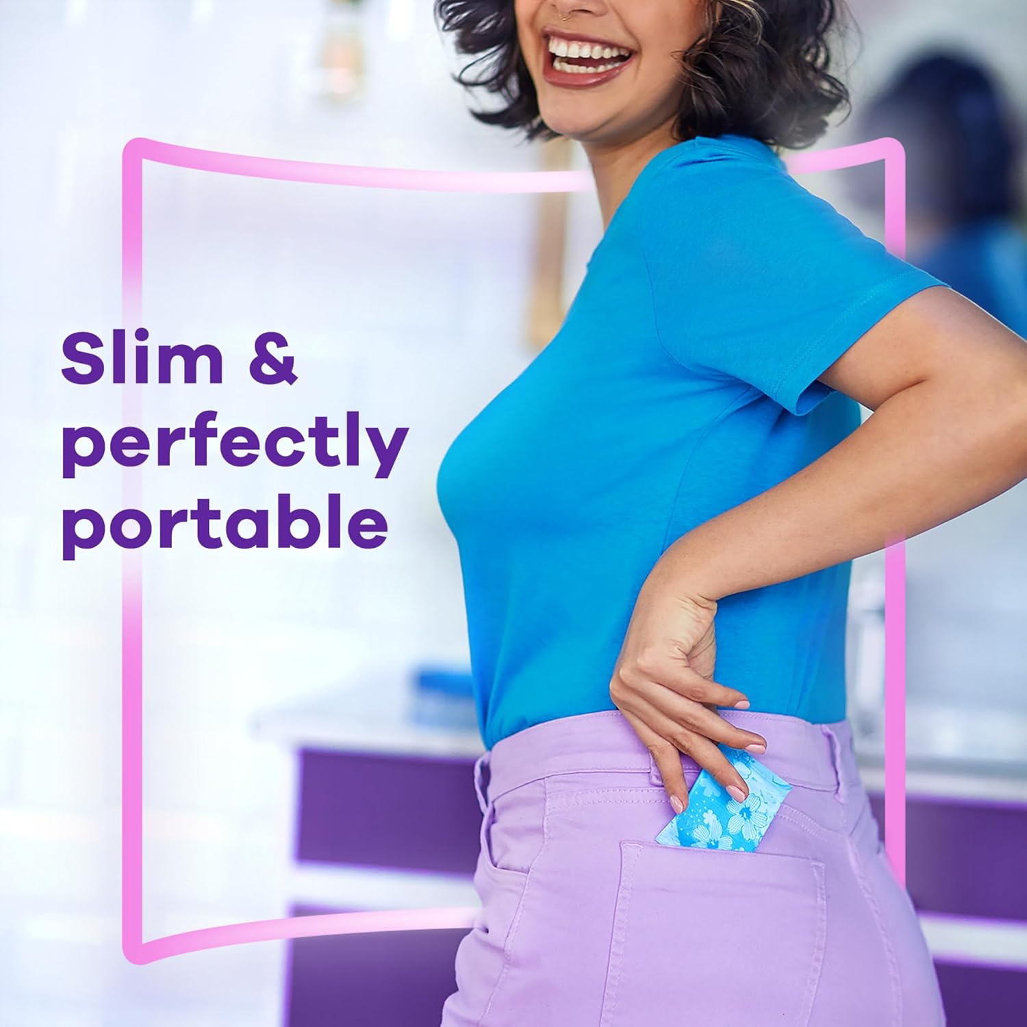 Always thin daily panty liners are slim and perfectly portable for all day protection and comfort.