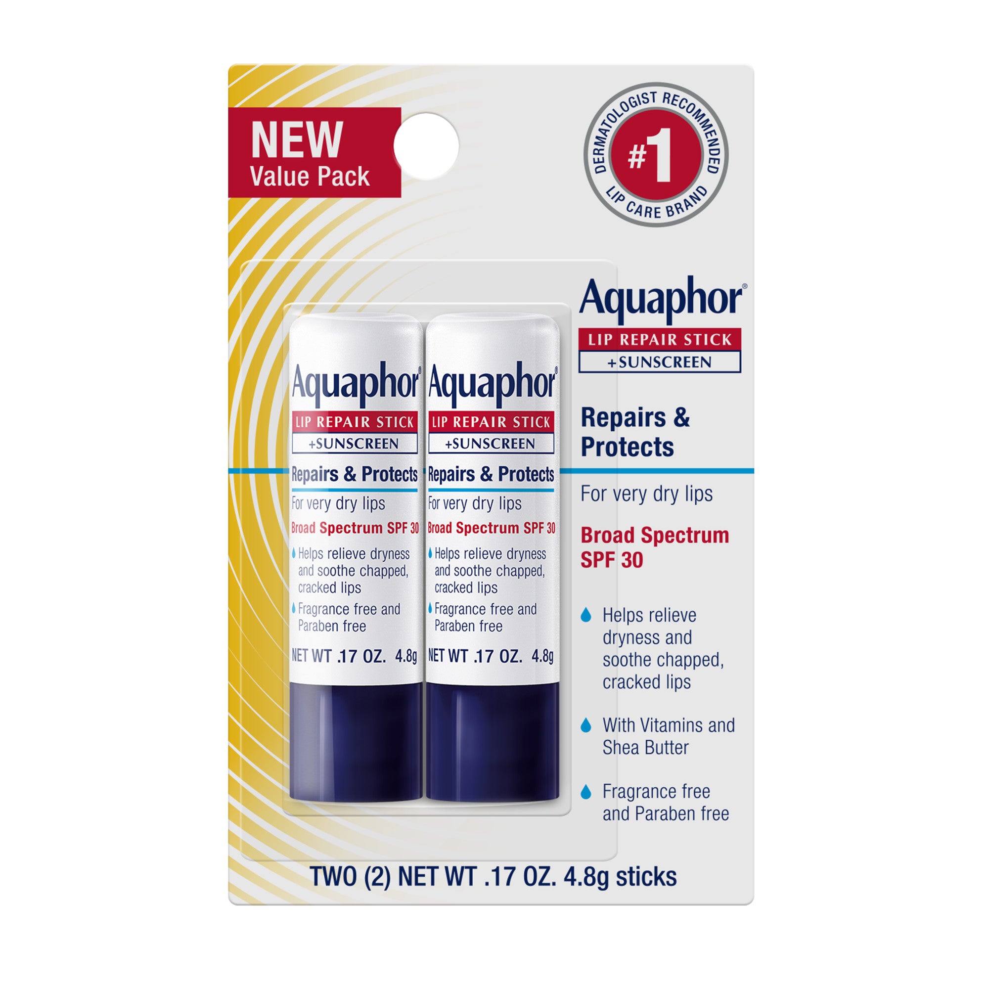 Aquaphor Lip Repair & Protect Sunscreen Tube - Twin Pack