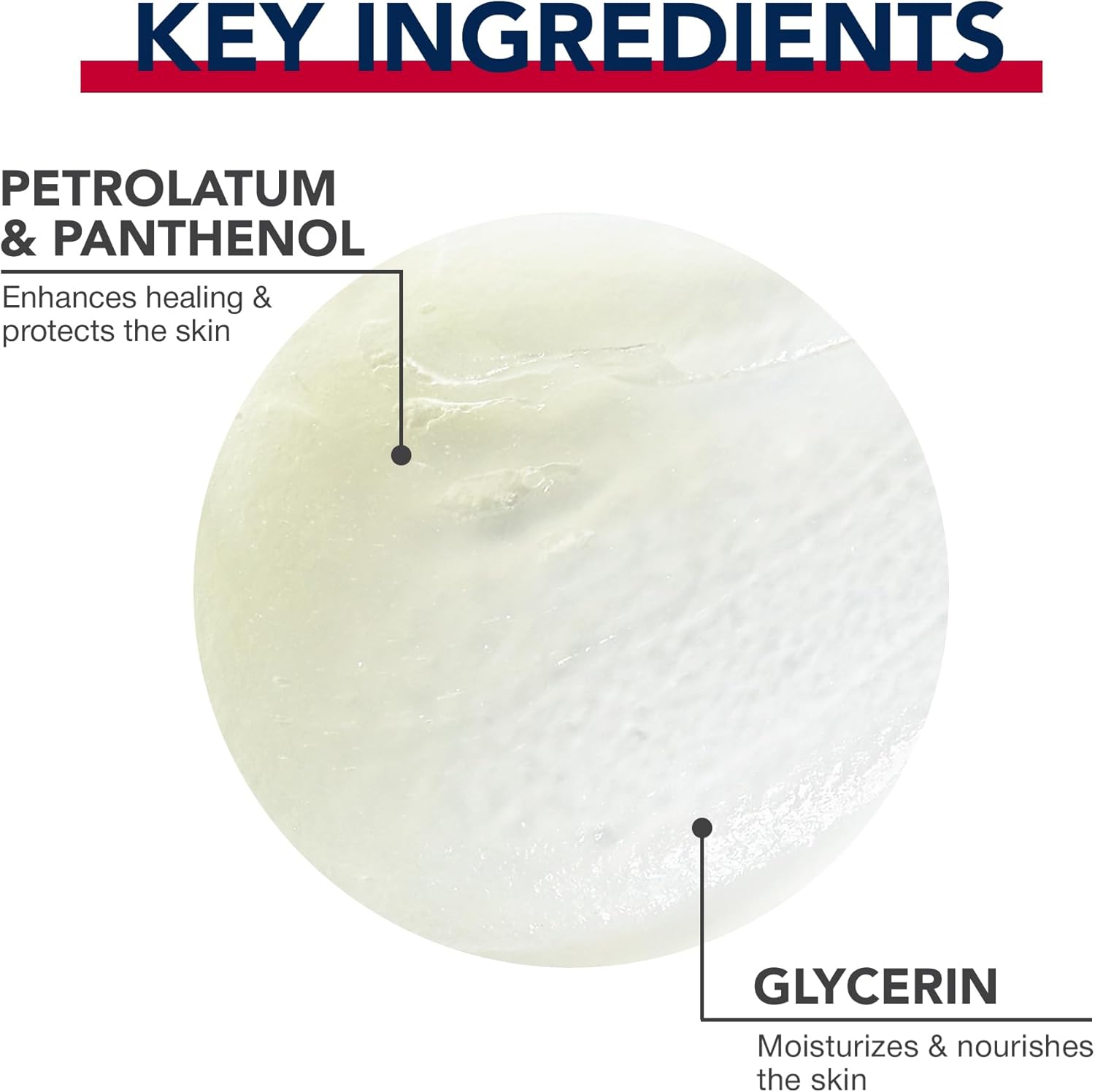 Aqauphor healing ointment contains petrolatum & panthenol to enhance healing and protect skin as well as Glycerin to moisturize and nourish skin.