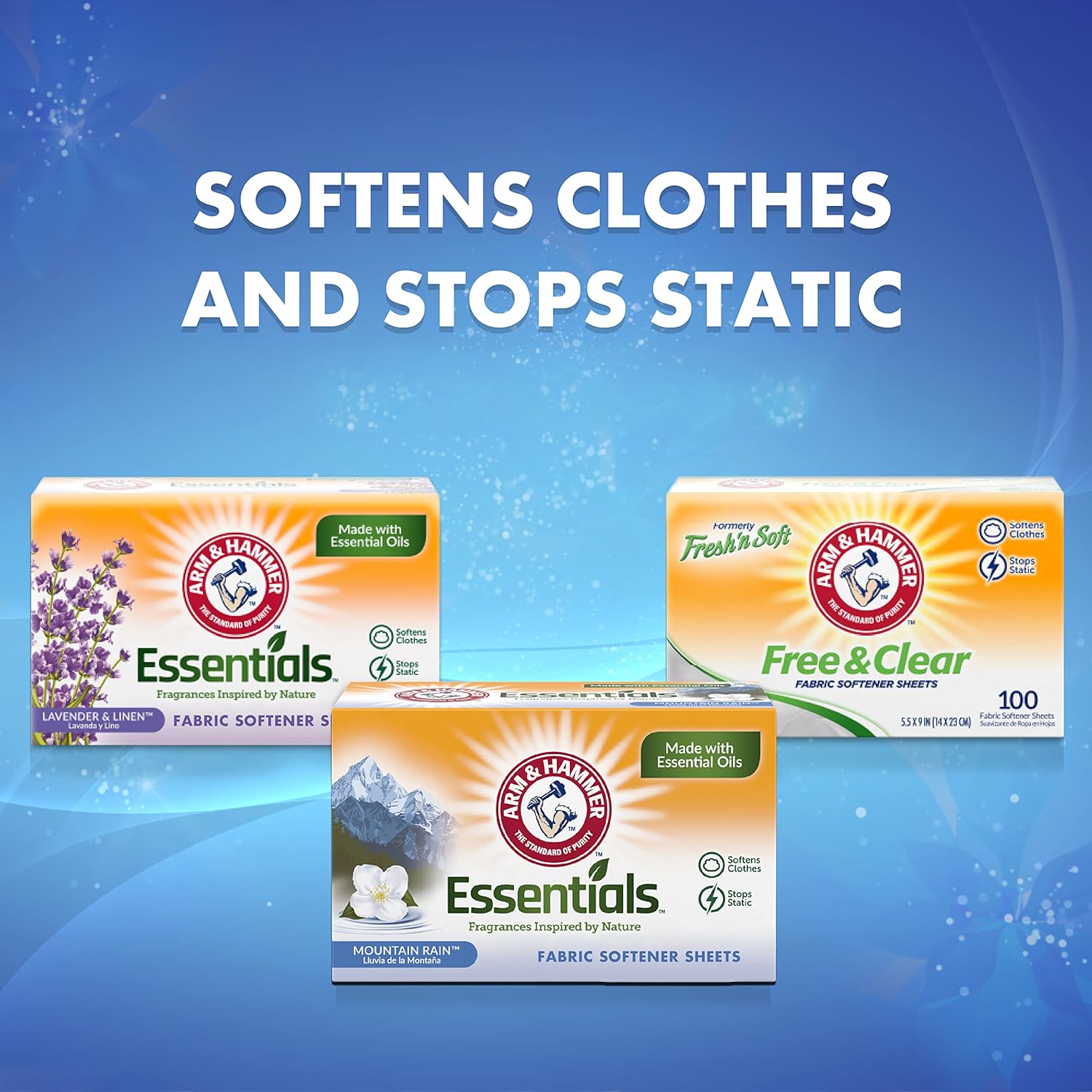 Arm & Hammer fabric softener sheets softens clothes and stops static whilst smelling fabulous.