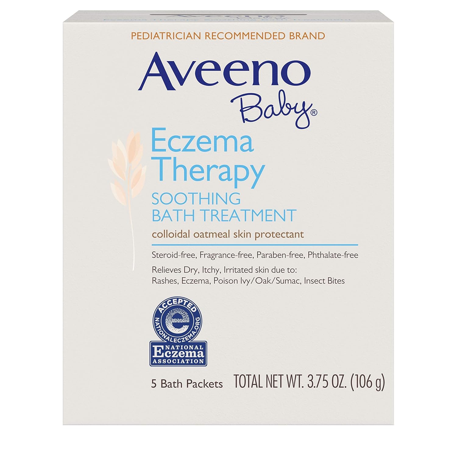 Aveeno baby eczema therapy powder soothing bath treatment - colloidal oatmeal skin protectant - 5 bath packets.