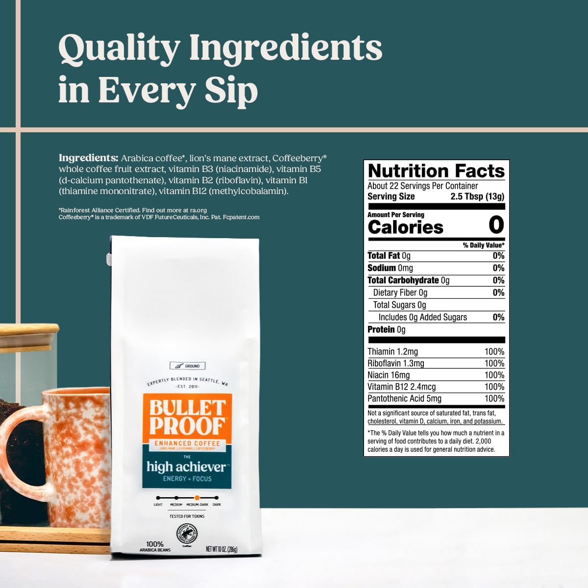 Bulletproof The High Achiever Ground Mushroom Coffee | 10 Oz