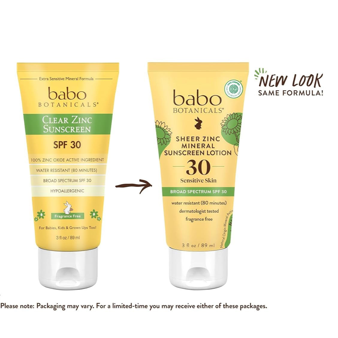 3oz tube of babo botanicals sheer zinc sunscreen lotion (30spf) baby sunscreen for sensitive skin with new look for same formula